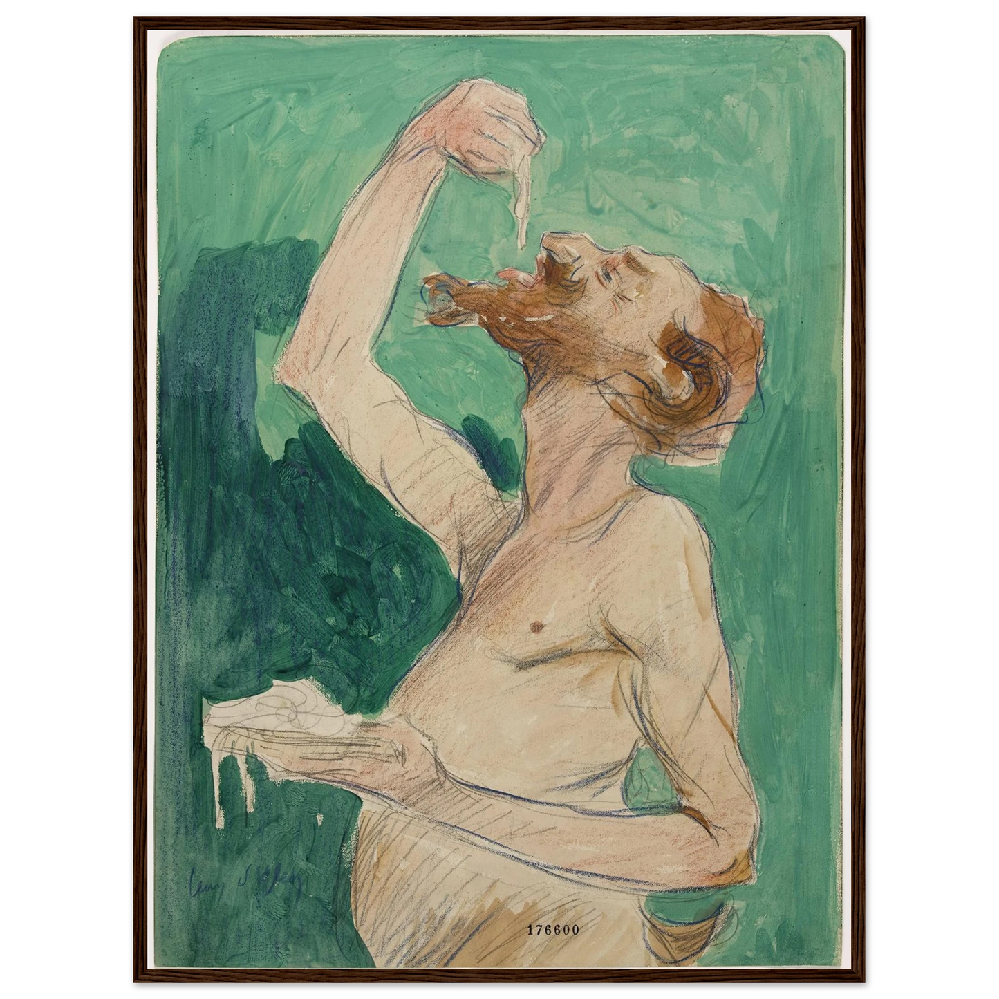 Faune mangeant des spaghettis (1920) Art Print | Jean Dylen - Framed Poster - 30x40 cm / 12x16″ - Black frame