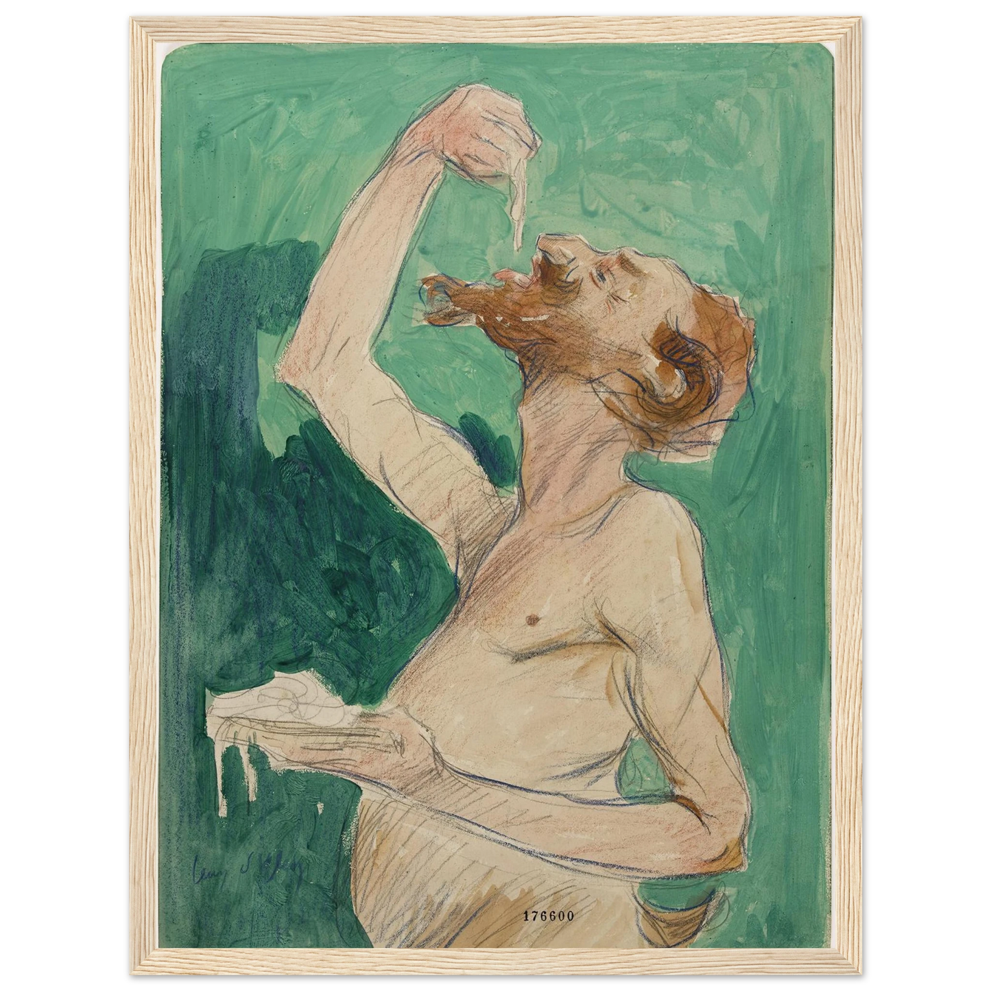 Faune mangeant des spaghettis (1920) Art Print | Jean Dylen - Framed Poster - 30x40 cm / 12x16″ - Black frame