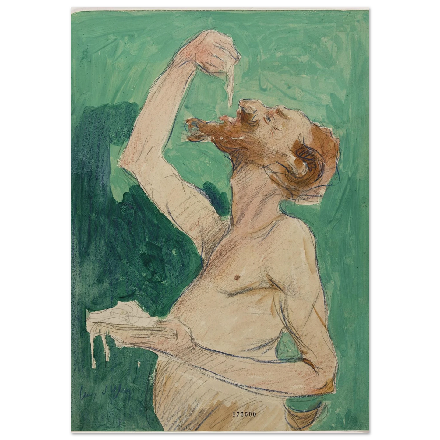 Faune mangeant des spaghettis (1920) Art Print | Jean Dylen - Framed Poster - 30x40 cm / 12x16″ - Black frame