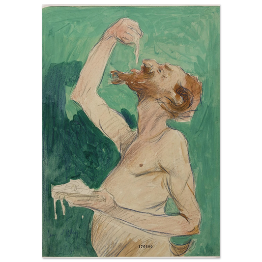 Faune mangeant des spaghettis (1920) Art Print | Jean Dylen - Framed Poster - 30x40 cm / 12x16″ - Black frame