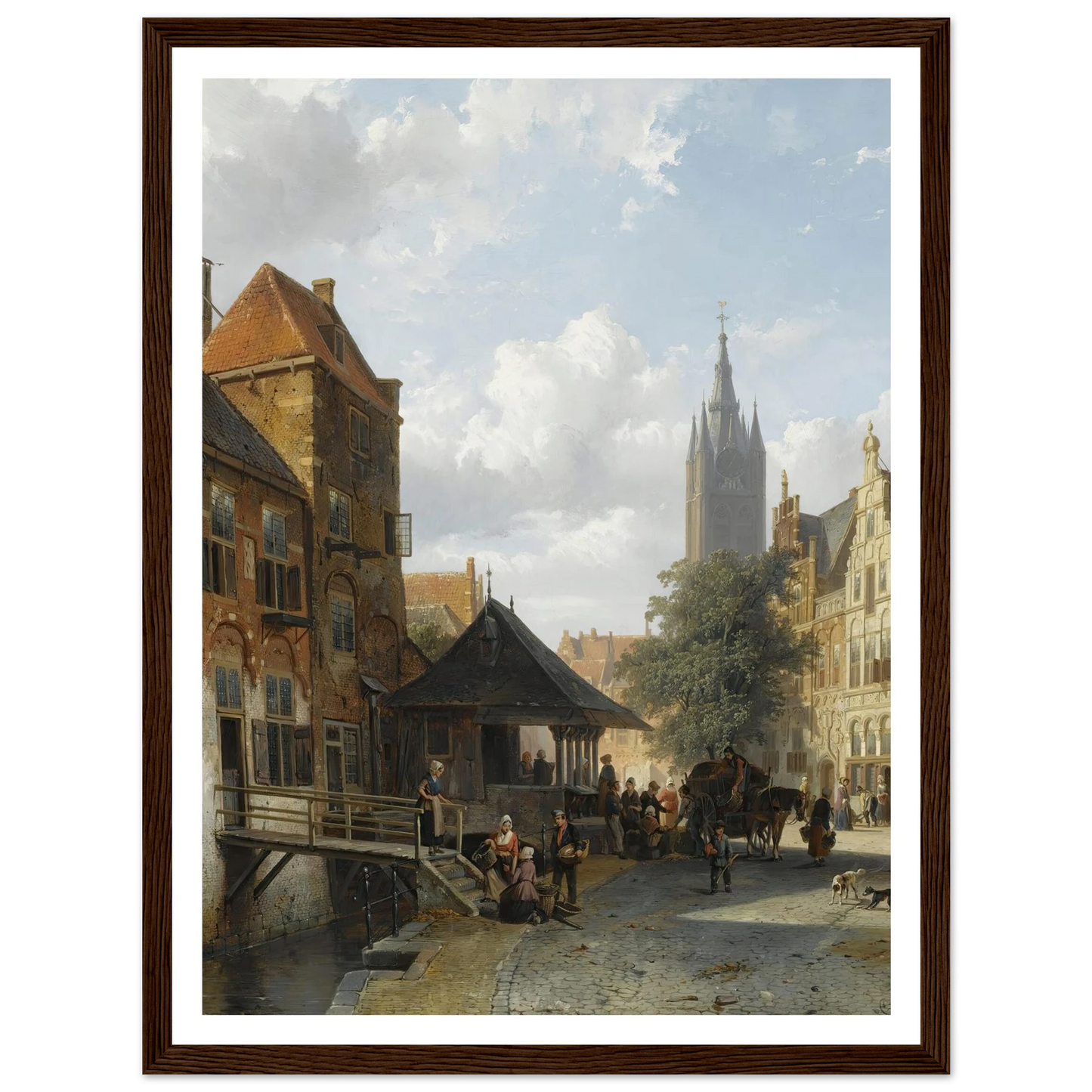 Figures At The Fish Market In Delft (1853) Art Print | Cornelis Springer-Quipham Collections