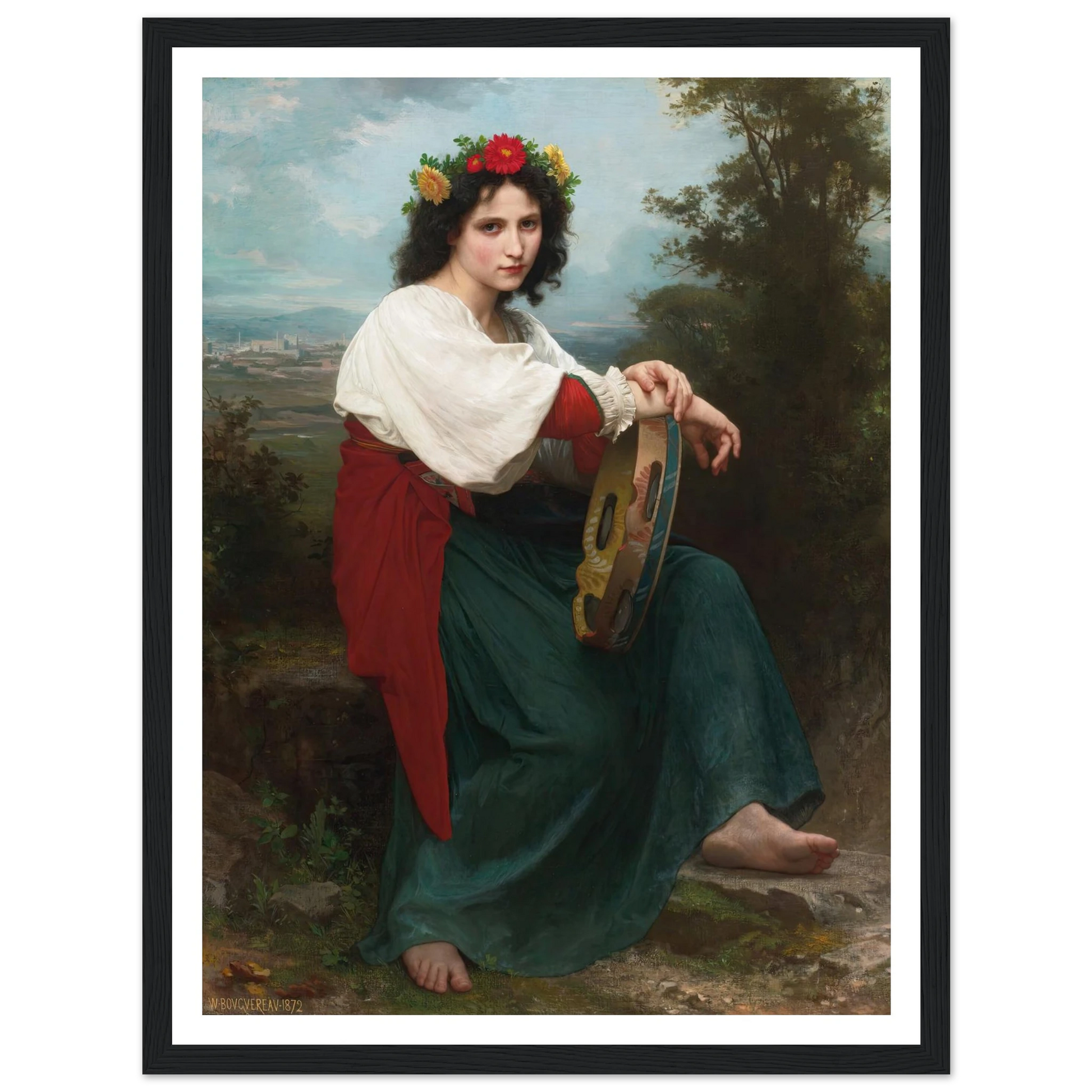 L’Italienne au Tambour de Basque (1872) Art Print | William Bouguereau-Quipham Collections