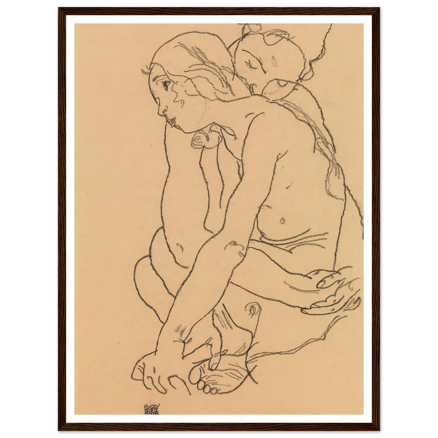 Woman and Girl Embracing (1918) Art Print | Egon Schiele-Quipham Collections