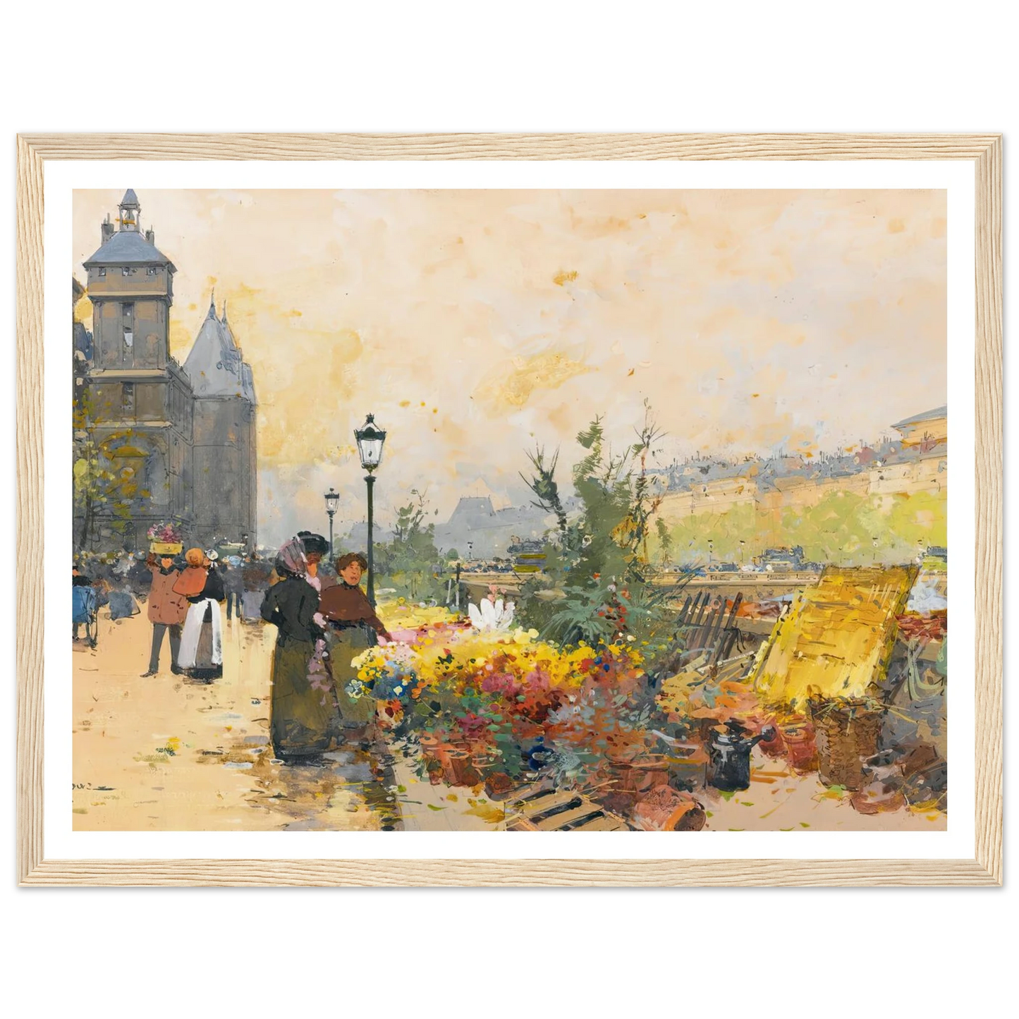 Le Marché Des Fleurs À La Cité Art Print | Eugene Galien Laloue-Quipham Collections