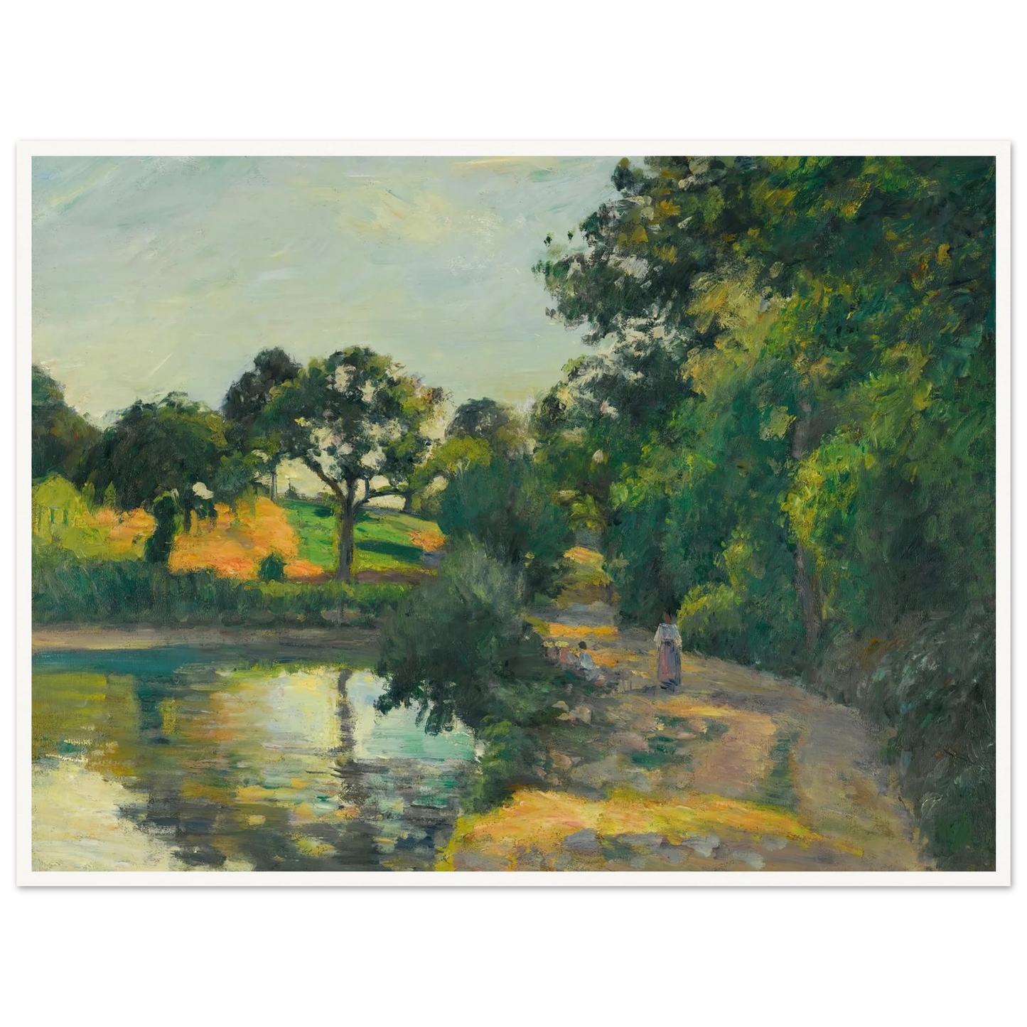 L’étang Au Soleil Couchant, Montfoucault (1874) Art Print | Camille Pissarro-Quipham Collections