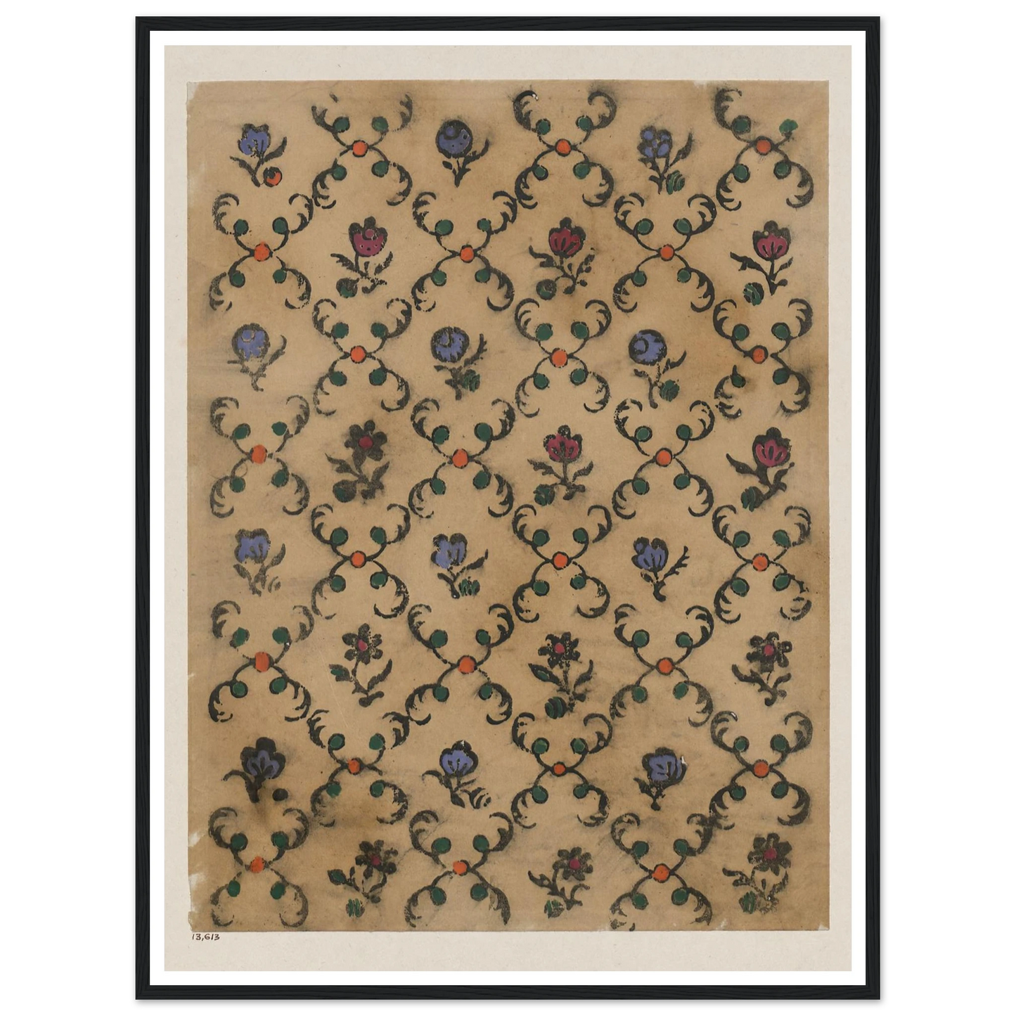Handkolorierter Holzschnitt (Rautendekor) (1900 - 1913) Art Print | Maria von Uchatius-Quipham Collections