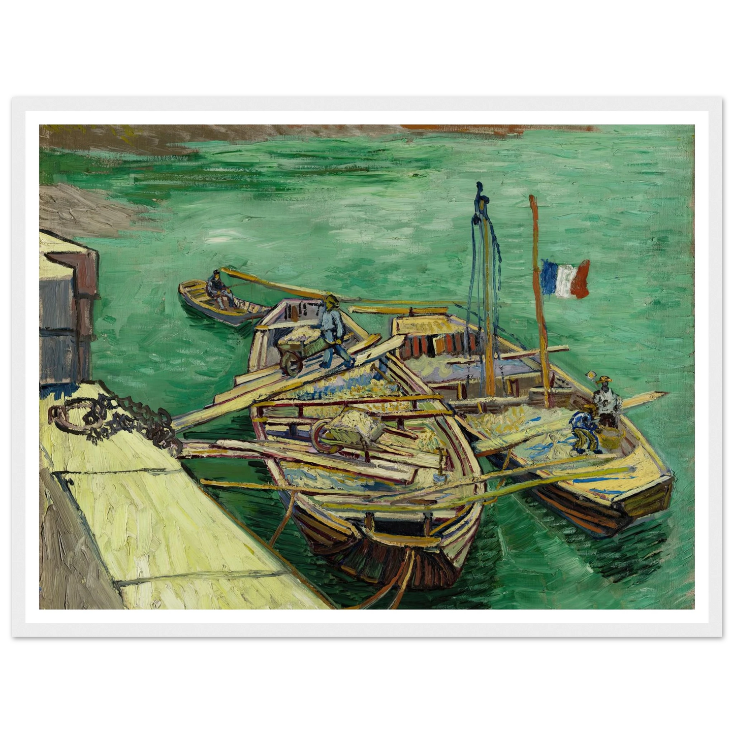 Quay with men unloading sand barges (1888) Art Print | Vincent van Gogh-Quipham Collections
