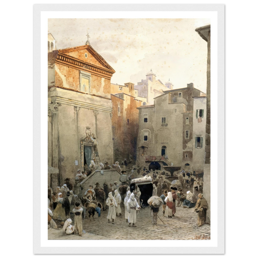 Funeral in Palestrina (circa 1857) Art Print | Oswald Achenbach-Quipham Collections