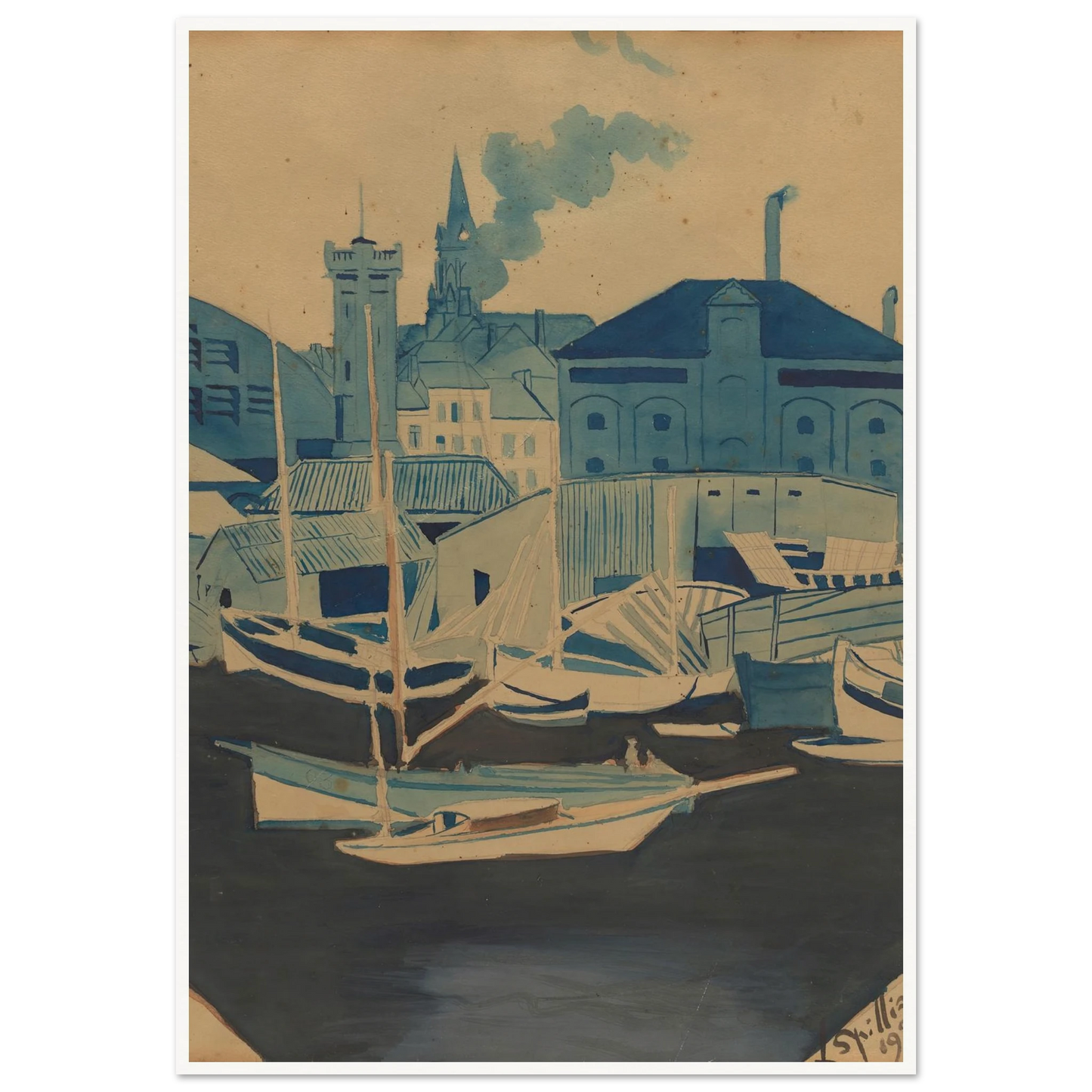 Havenzicht (1927) Art Print | Leon Spilliaert-Quipham Collections