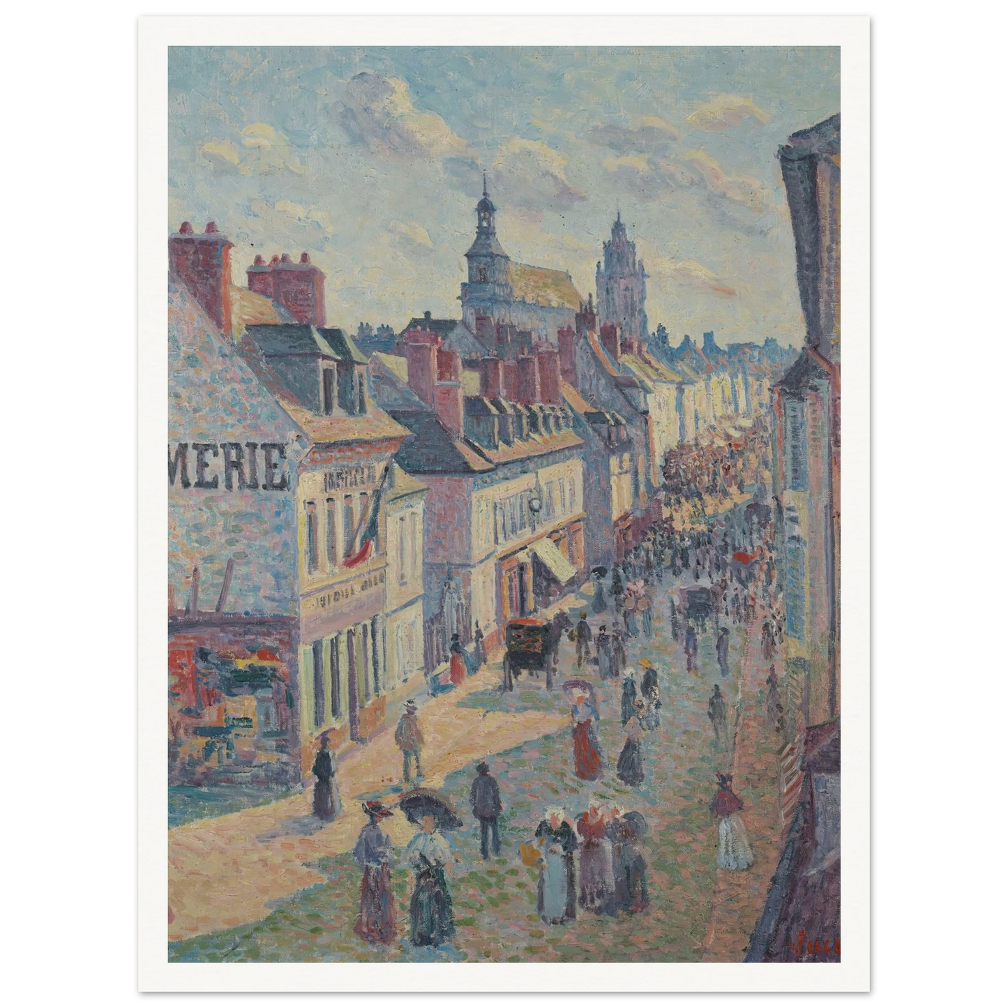 Jour de marché à Gisors (rue Cappeville) (1897) Art Print | Maximilien Luce-Quipham Collections