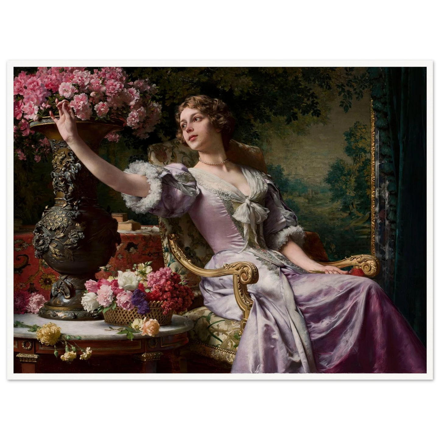 Lady in a lilac dress with flowers (1903) Art Print | Wladyslaw Czachorski-Quipham Collections