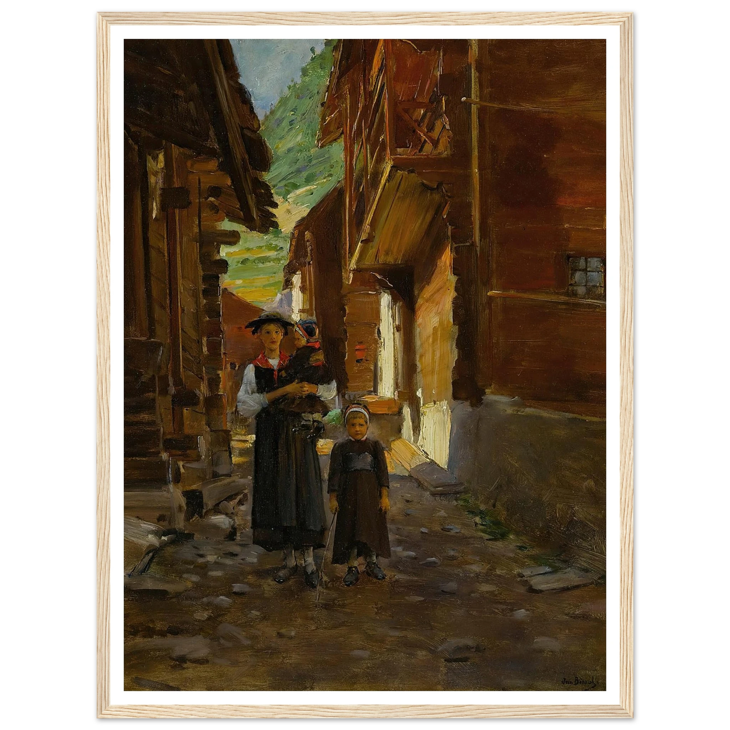 Jeune Femme Et Enfants Dans Un Paysage De Montagne Art Print | Jean Beraud-Quipham Collections