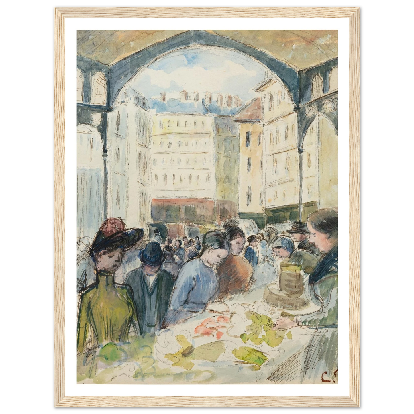 Les Halles centrales; le marché aux légumes Art Print | Camille Pissarro-Quipham Collections
