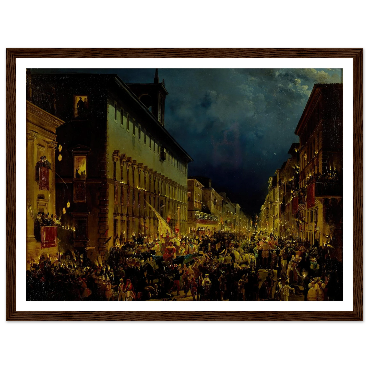 Moccoli Evening In Rome (1834) Art Print | Ippolito Caffi-Quipham Collections