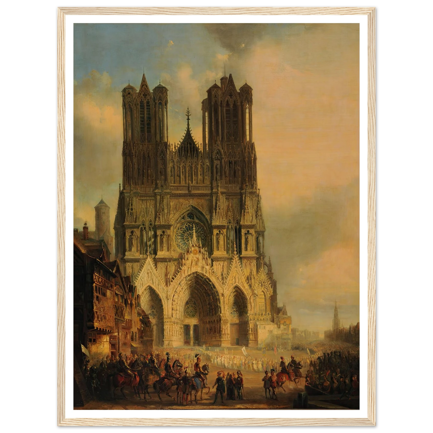 La façade de la Cathédrale de Reims avec une procession médiévale et un cortège au premier plan (1825-1838) Art Print | David Roberts-Quipham Collections