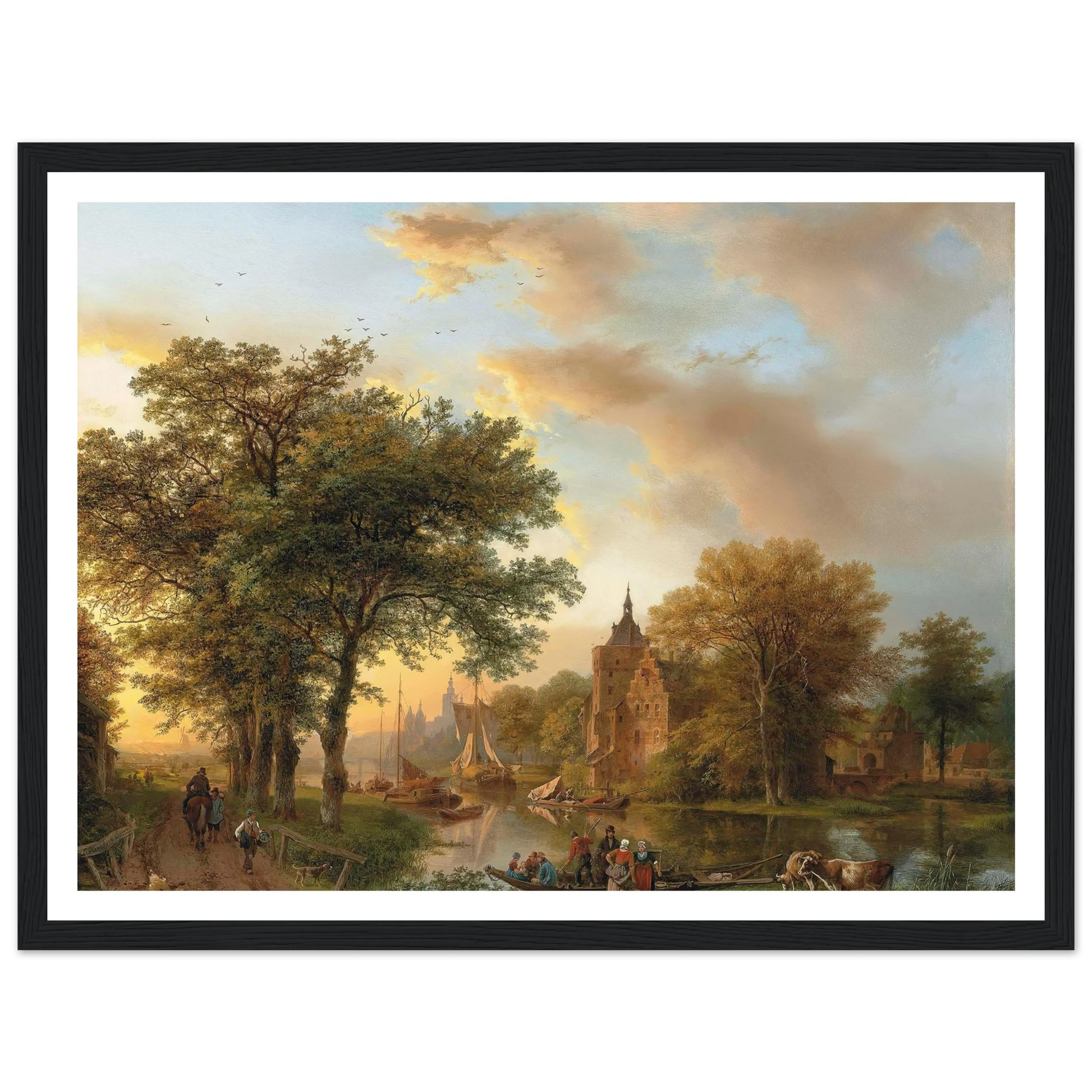 A River Landscape in Holland at Sunset (1852) Art Print | Barend Cornelis Koekkoek-Quipham Collections