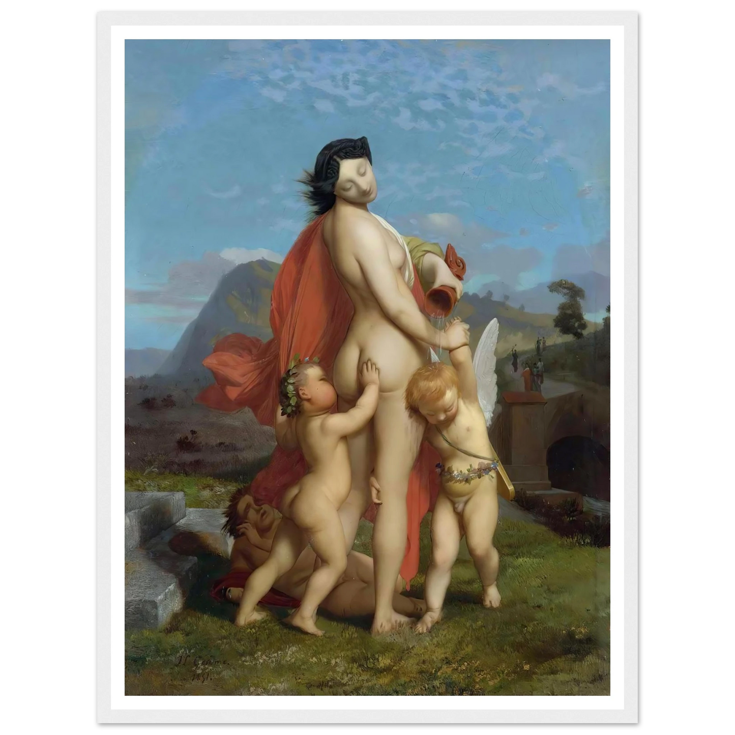 A Young Nymph Teased By Putti (1851) Art Print | Jean Leon Gerome-Quipham Collections