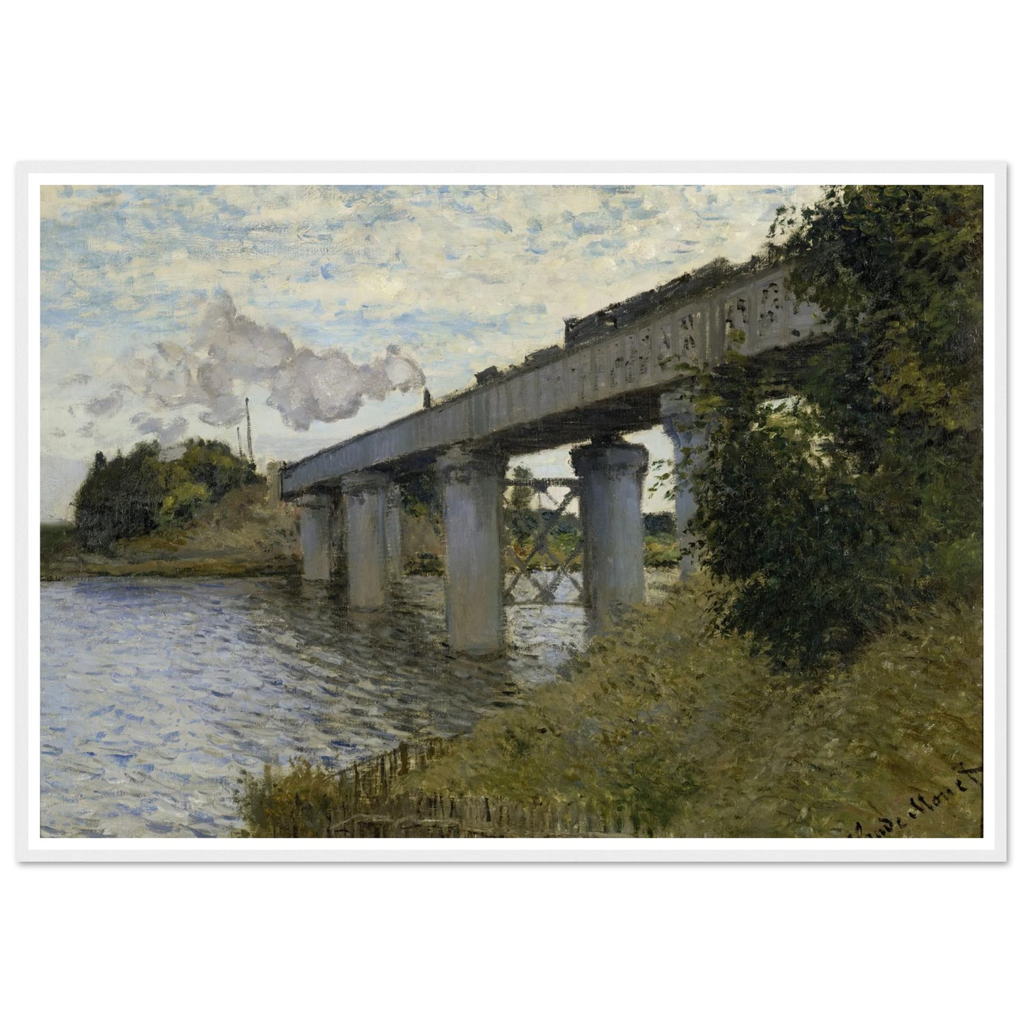 The Railroad bridge in Argenteuil (1873 - 1874) Art Print | Claude Monet-Quipham Collections