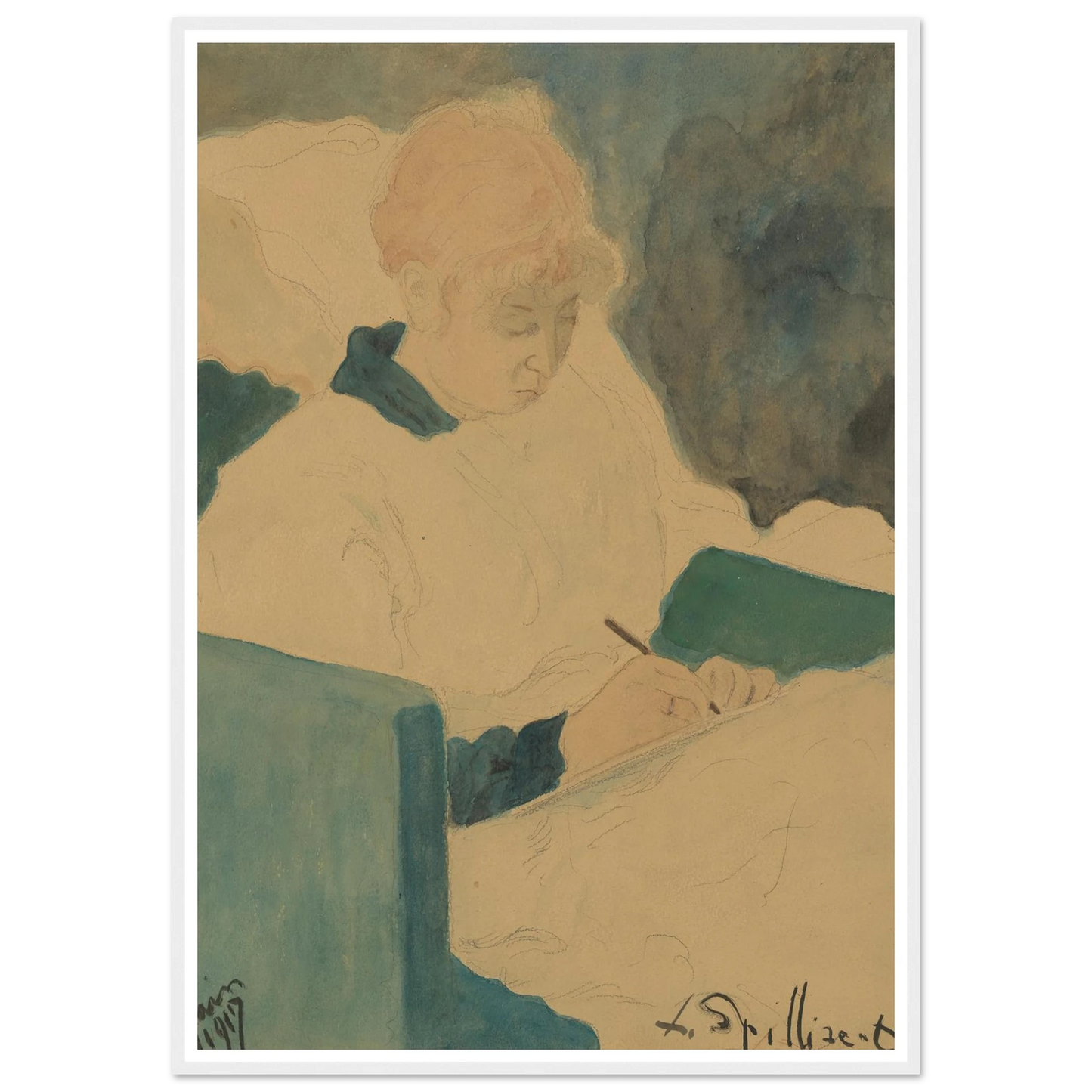 De briefschrijfster (1917) Art Print | Leon Spilliaert-Quipham Collections