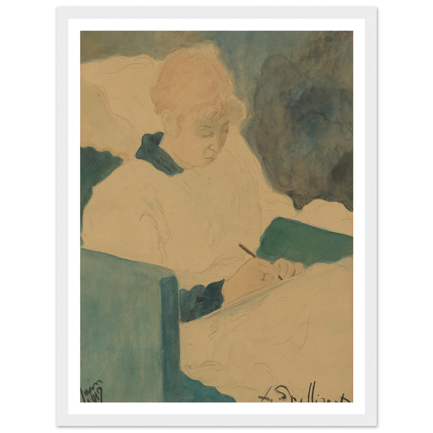 De briefschrijfster (1917) Art Print | Leon Spilliaert-Quipham Collections