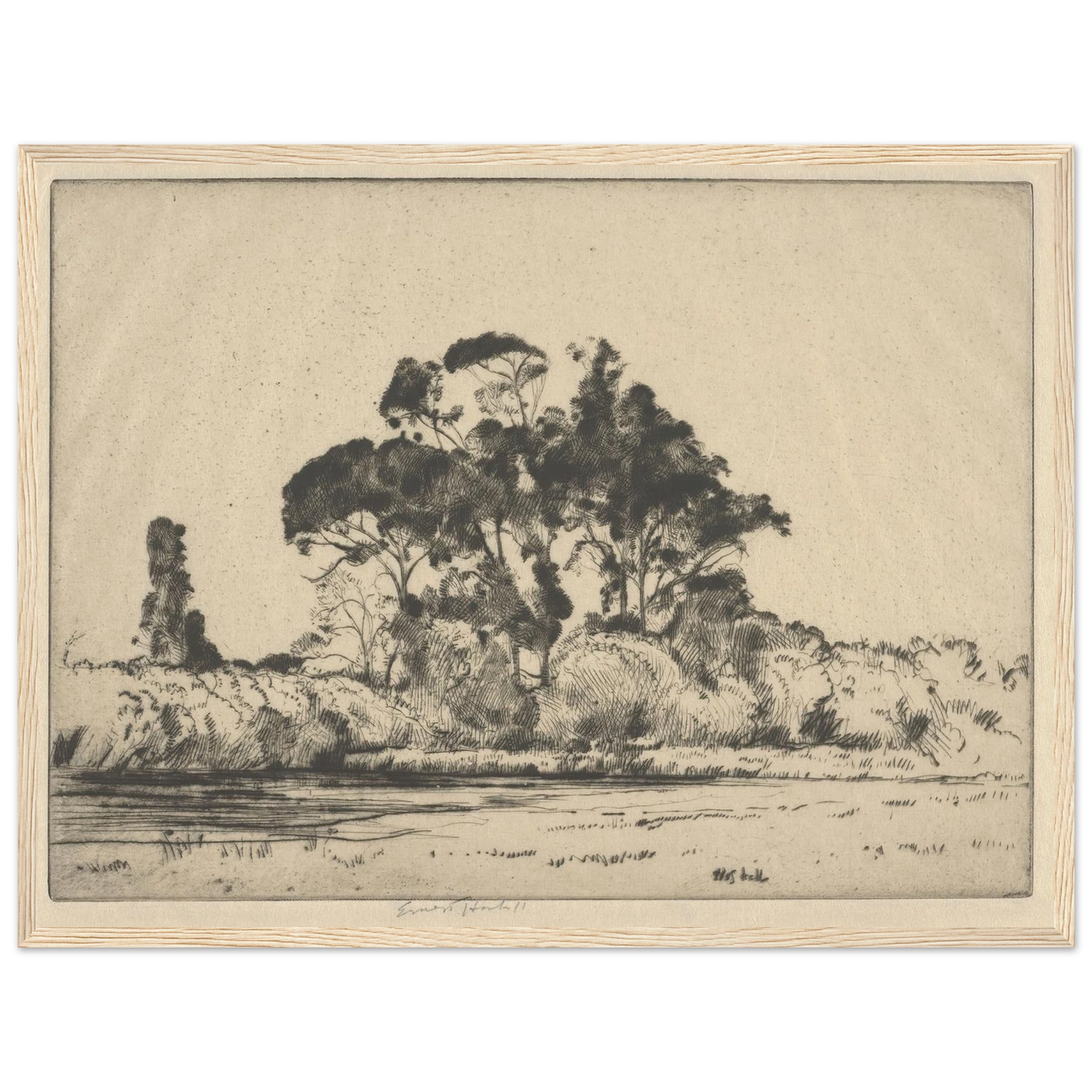 Feathery Trees (1900-1925) Art Print | Ernest Haskell - Framed Poster - 30x40 cm / 12x16″ - Black frame