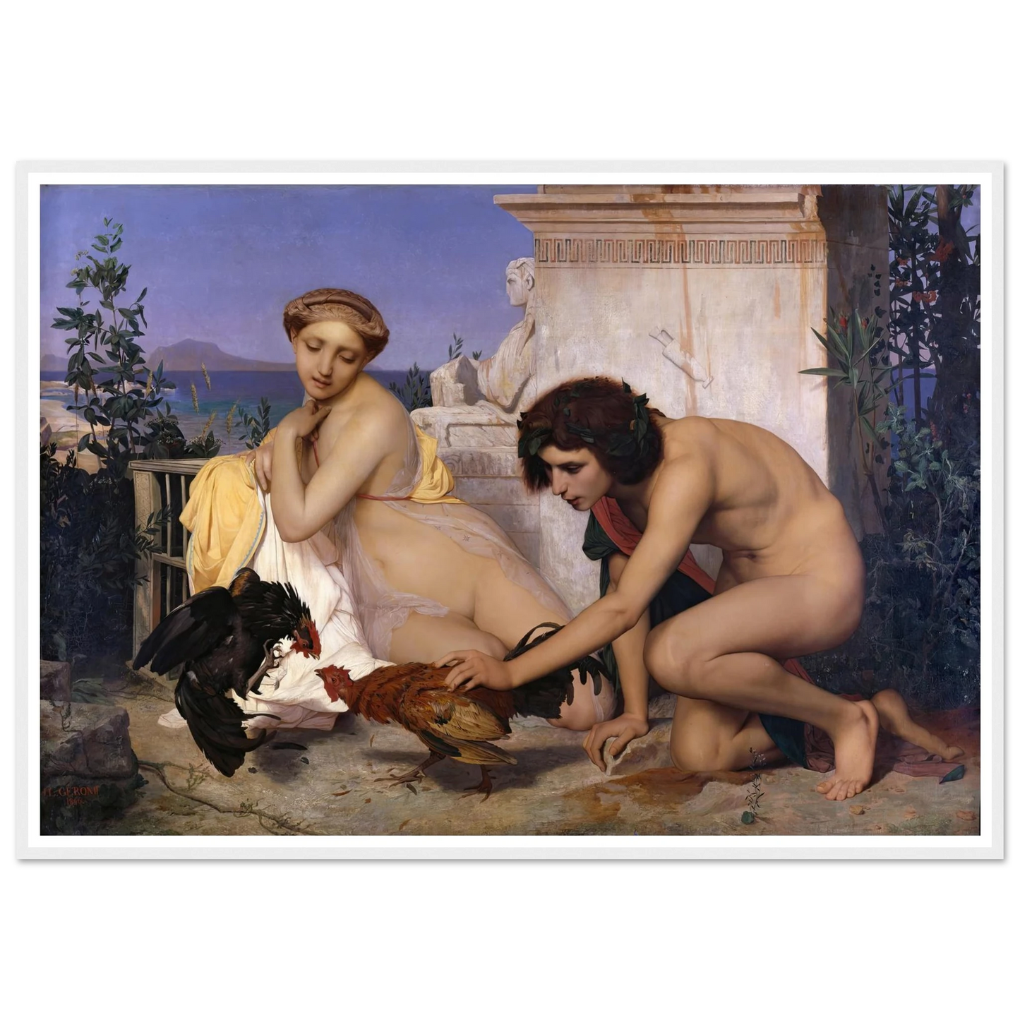 Young Greeks Attending a Cock Fight (1846) Art Print | Jean Leon Gerome-Quipham Collections