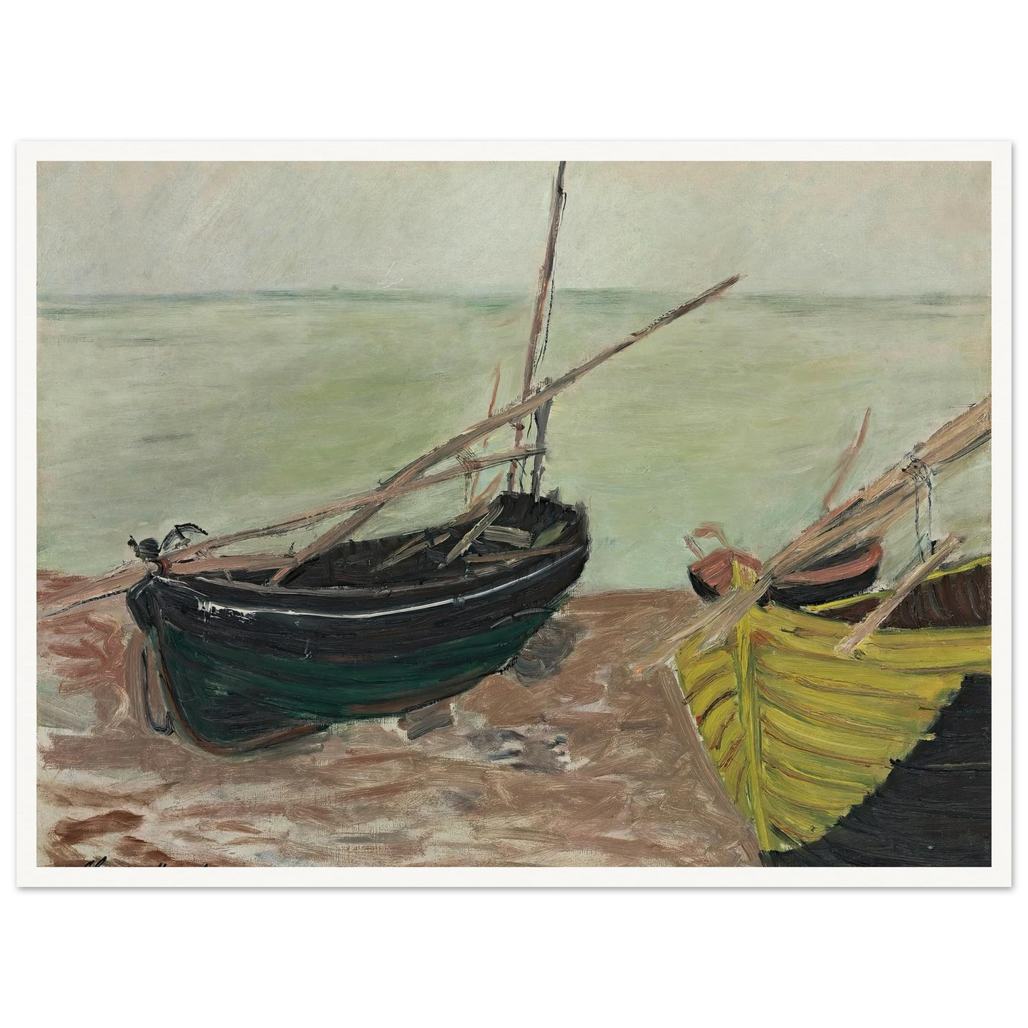 Étude de bateaux sur la plage d’Étretat (1885) Art Print | Claude Monet-Quipham Collections