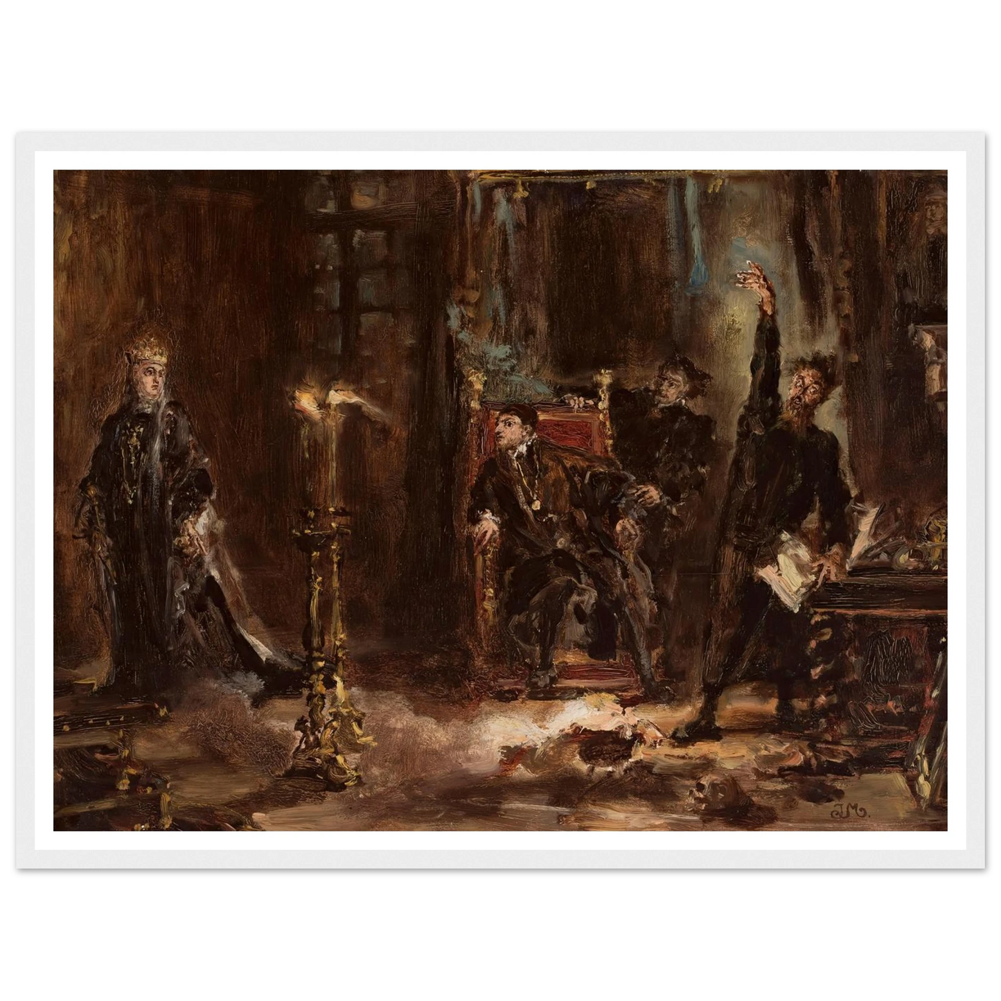 Twardowski conjuring the spirit of Barbara for Sigismund Augustus, sketch (1884) Art Print | Jan Matejko-Quipham Collections