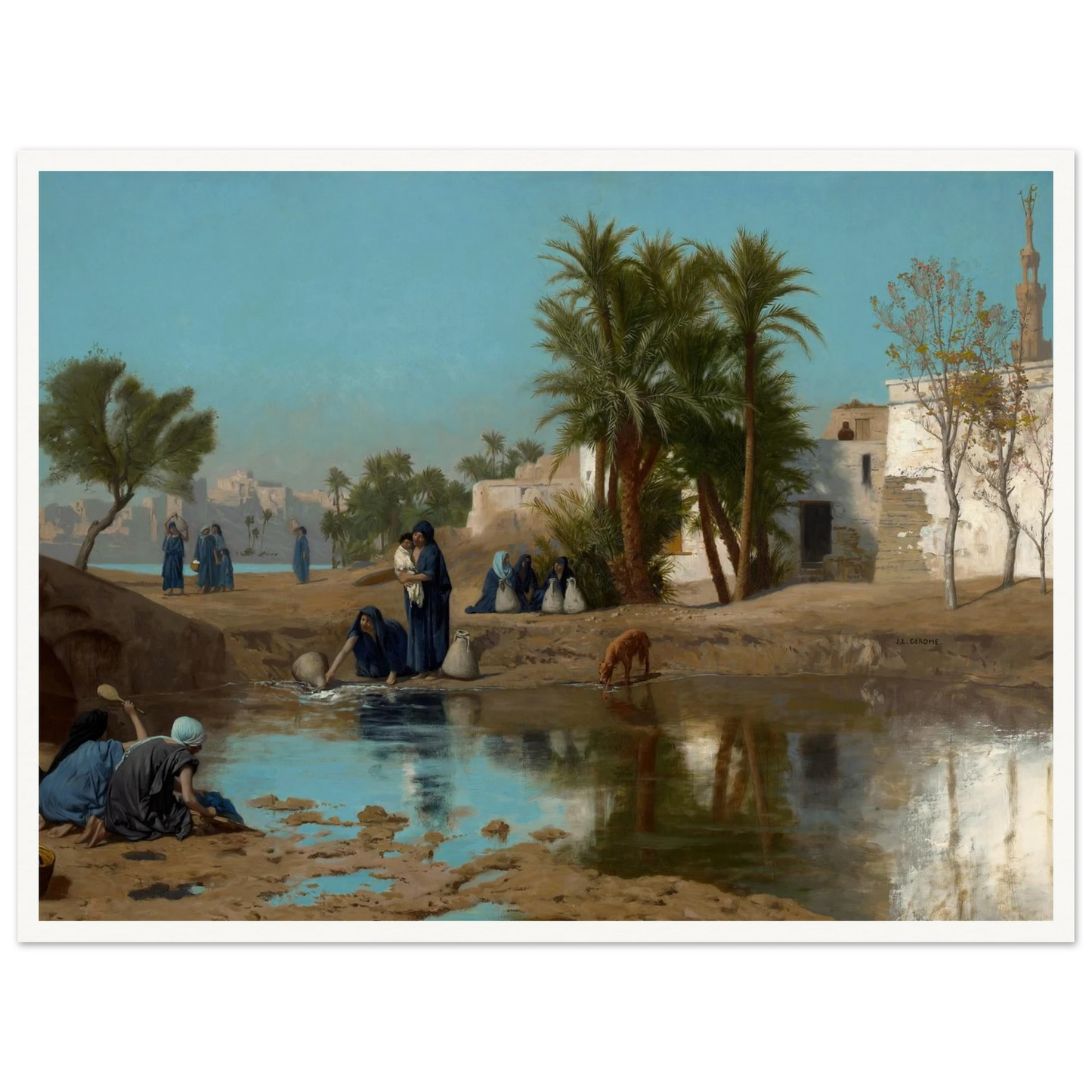Fellah Women Drawing Water (c. 1873–75) Art Print | Jean Leon Gerome - Framed Poster - 30x40 cm / 12x16″ - Black frame