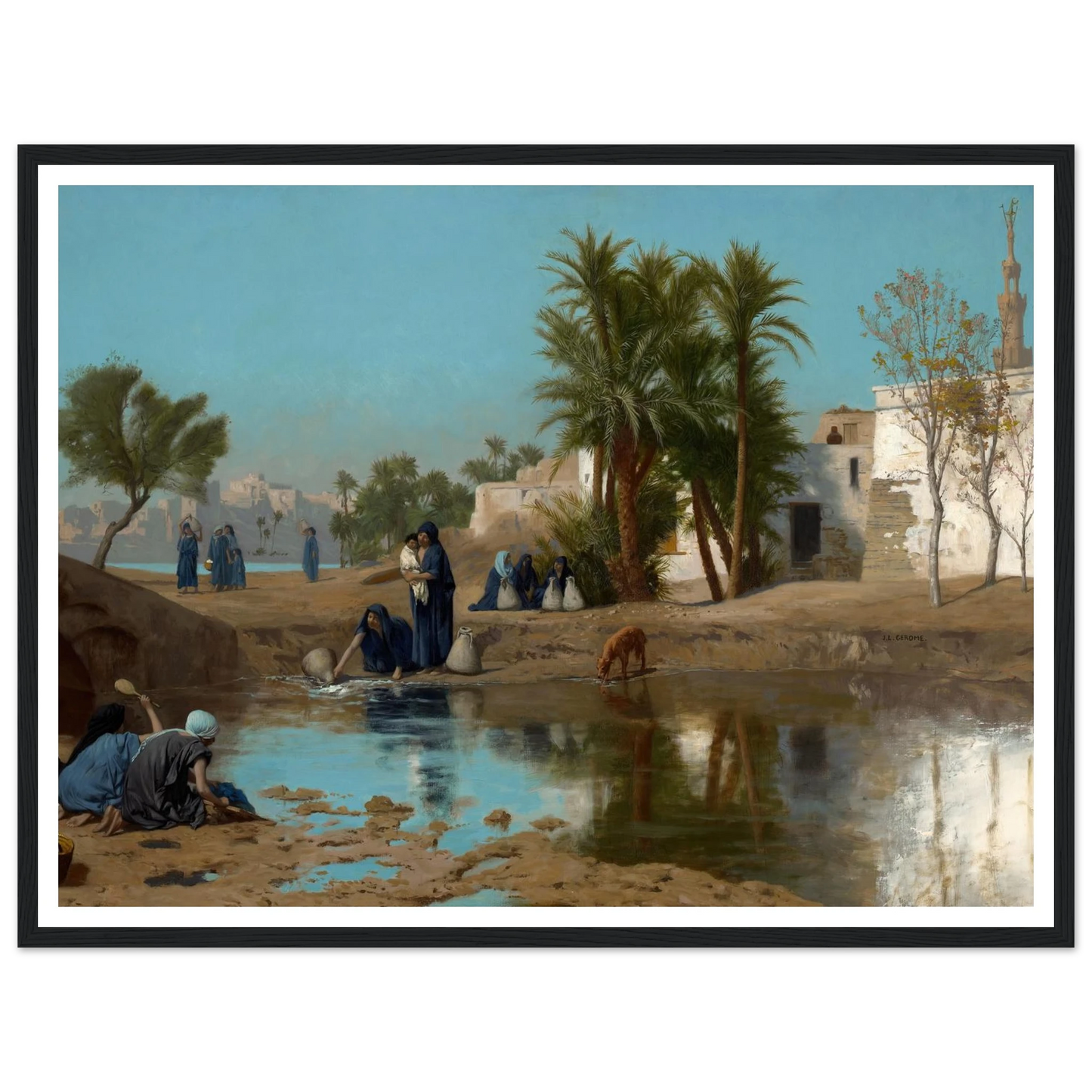 Fellah Women Drawing Water (c. 1873–75) Art Print | Jean Leon Gerome - Framed Poster - 30x40 cm / 12x16″ - Black frame