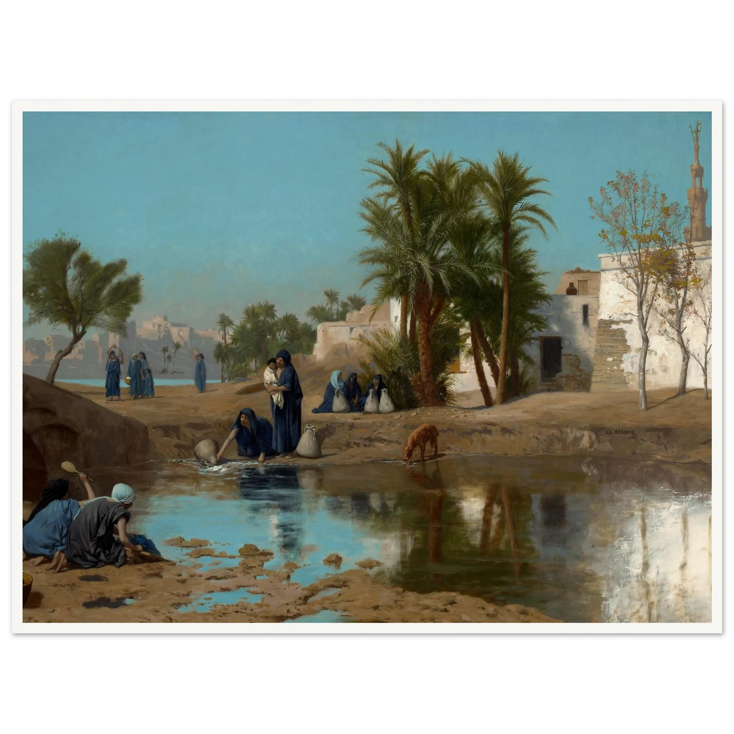 Fellah Women Drawing Water (c. 1873–75) Art Print | Jean Leon Gerome - Framed Poster - 30x40 cm / 12x16″ - Black frame