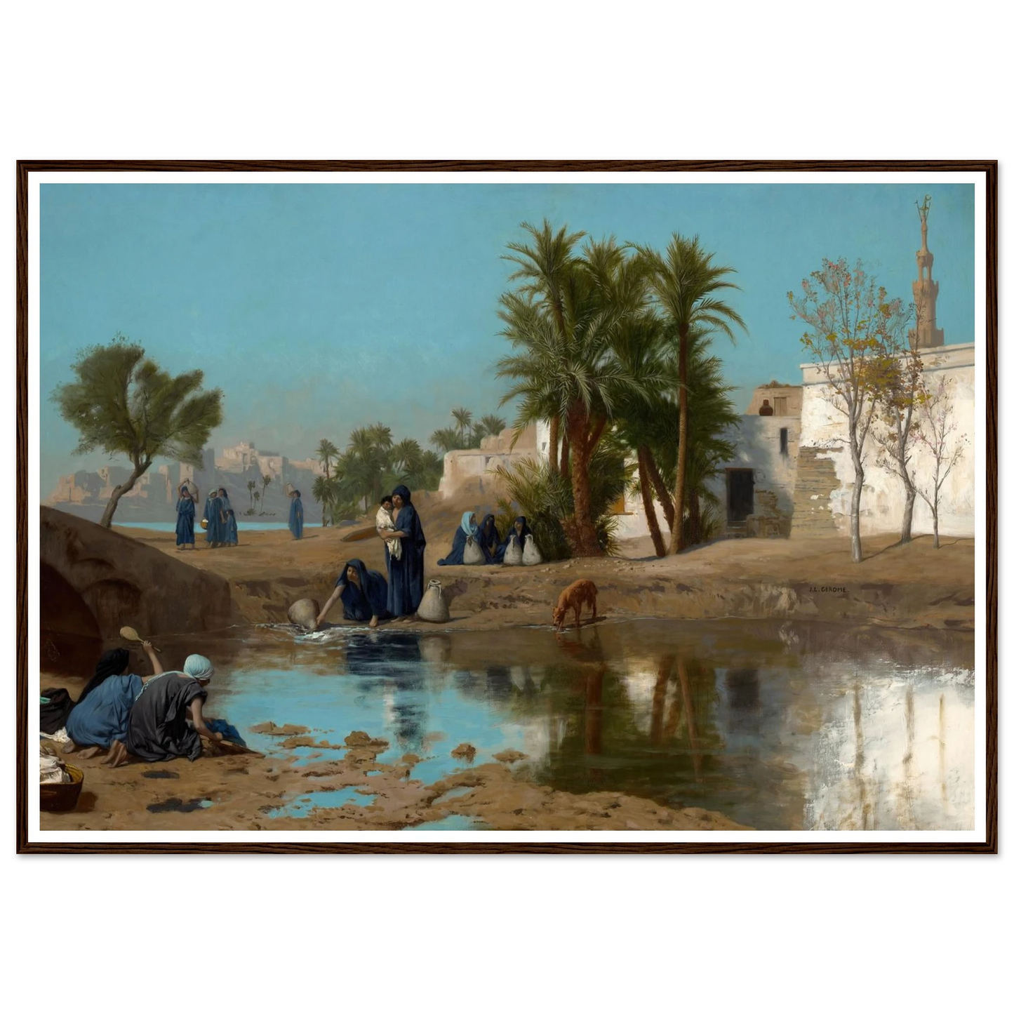 Fellah Women Drawing Water (c. 1873–75) Art Print | Jean Leon Gerome - Framed Poster - 30x40 cm / 12x16″ - Black frame