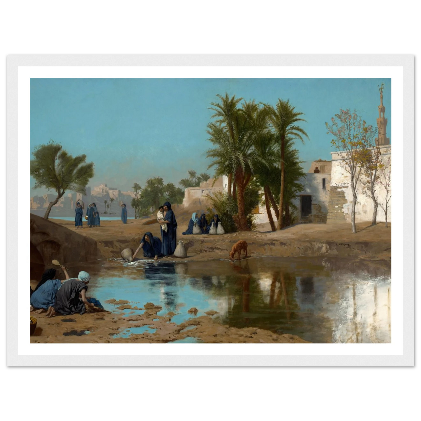 Fellah Women Drawing Water (c. 1873–75) Art Print | Jean Leon Gerome - Framed Poster - 30x40 cm / 12x16″ - Black frame