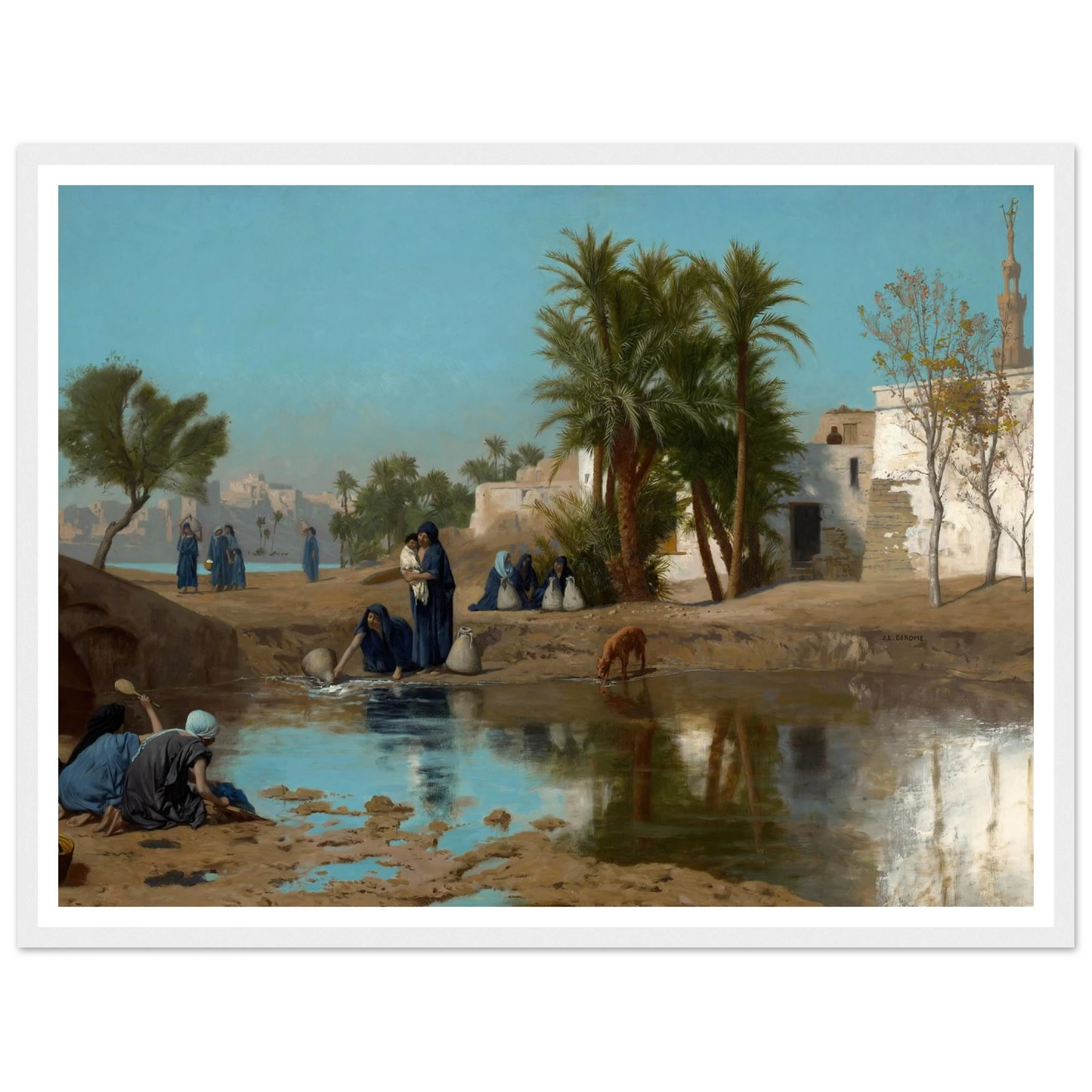 Fellah Women Drawing Water (c. 1873–75) Art Print | Jean Leon Gerome - Framed Poster - 30x40 cm / 12x16″ - Black frame