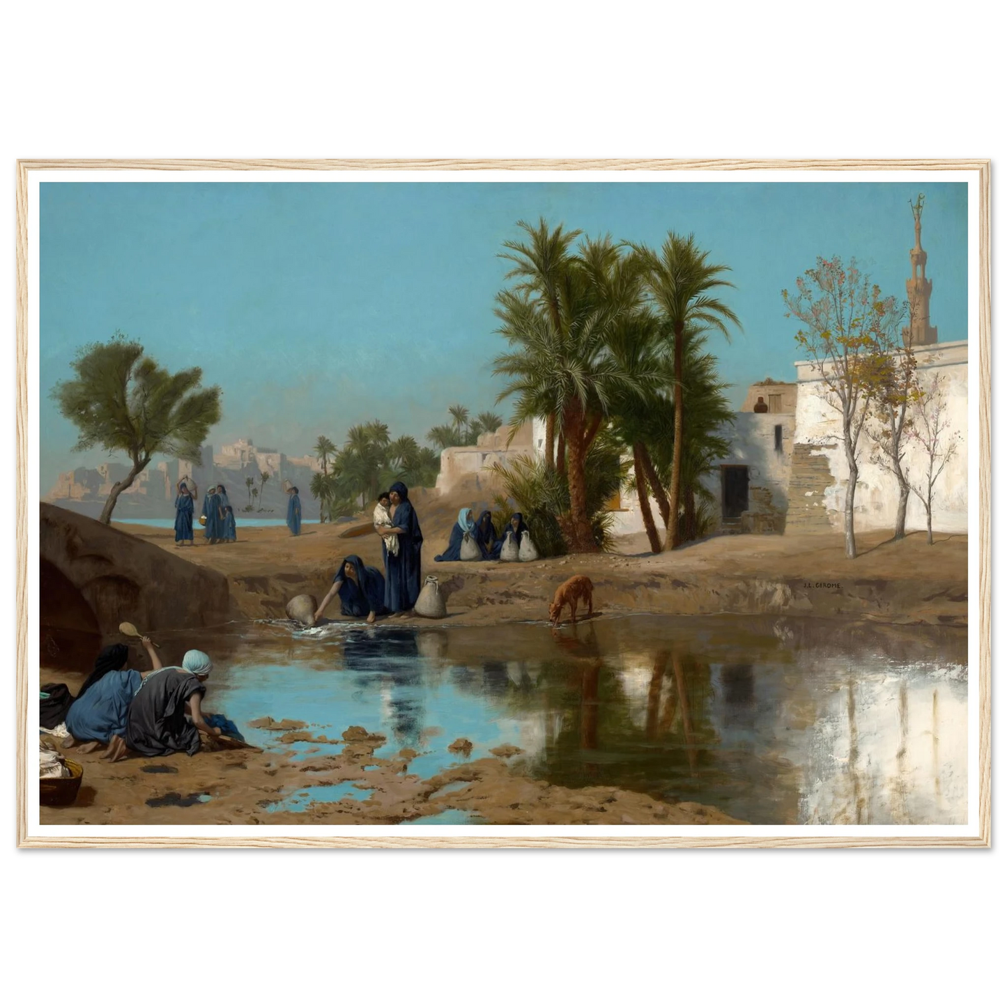 Fellah Women Drawing Water (c. 1873–75) Art Print | Jean Leon Gerome - Framed Poster - 30x40 cm / 12x16″ - Black frame