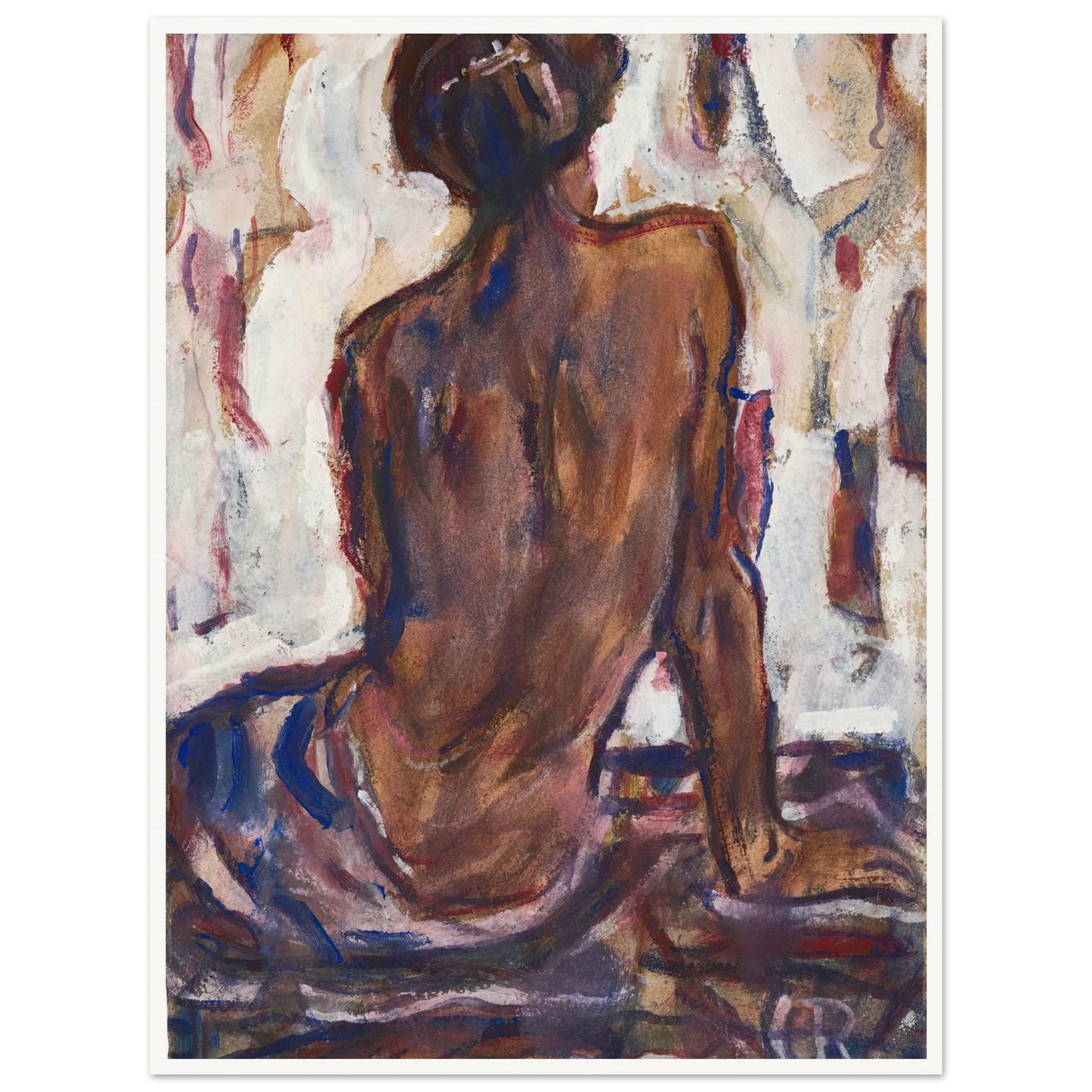 Female nude, seen from behind. Art Print | Christian Rohlfs - Framed Poster - 30x40 cm / 12x16″ - Black frame