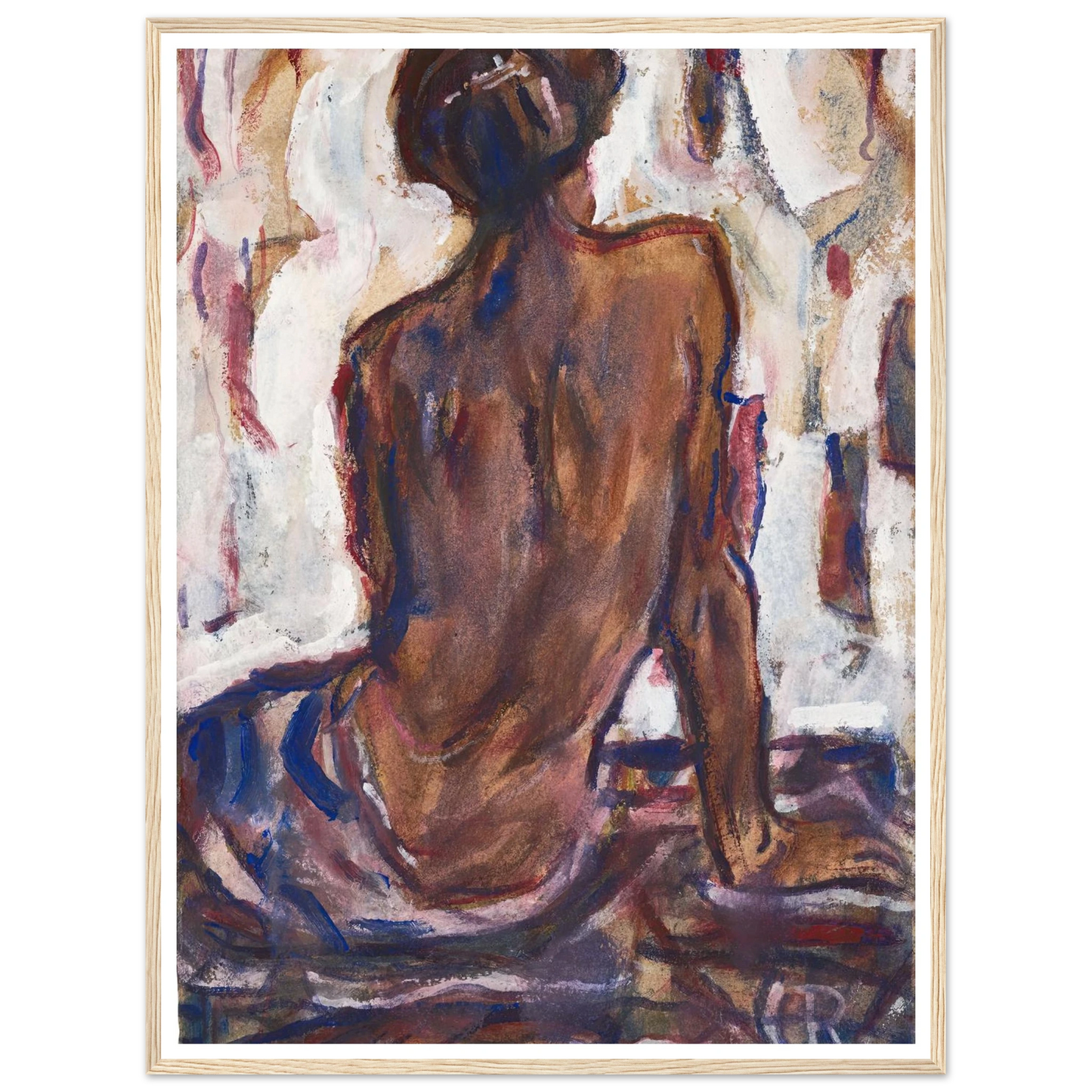Female nude, seen from behind. Art Print | Christian Rohlfs - Framed Poster - 30x40 cm / 12x16″ - Black frame