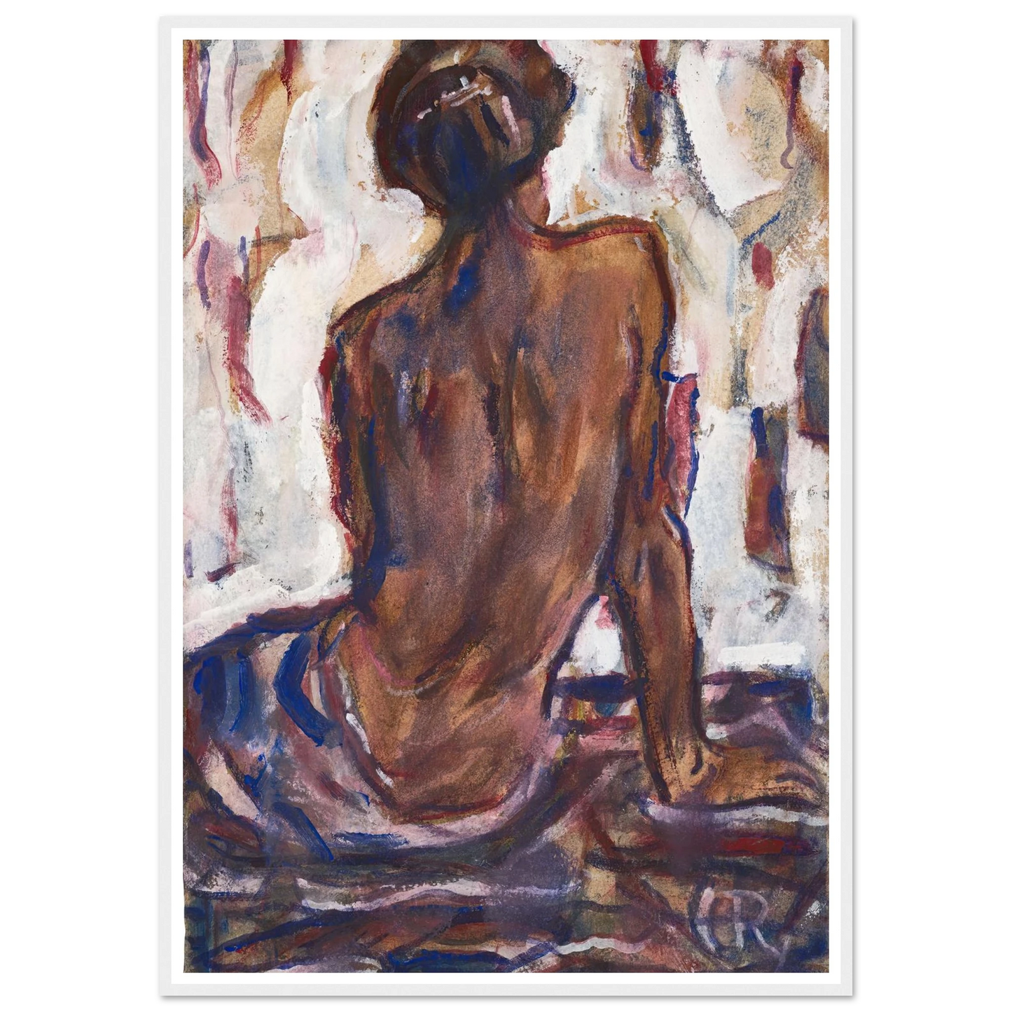 Female nude, seen from behind. Art Print | Christian Rohlfs - Framed Poster - 30x40 cm / 12x16″ - Black frame