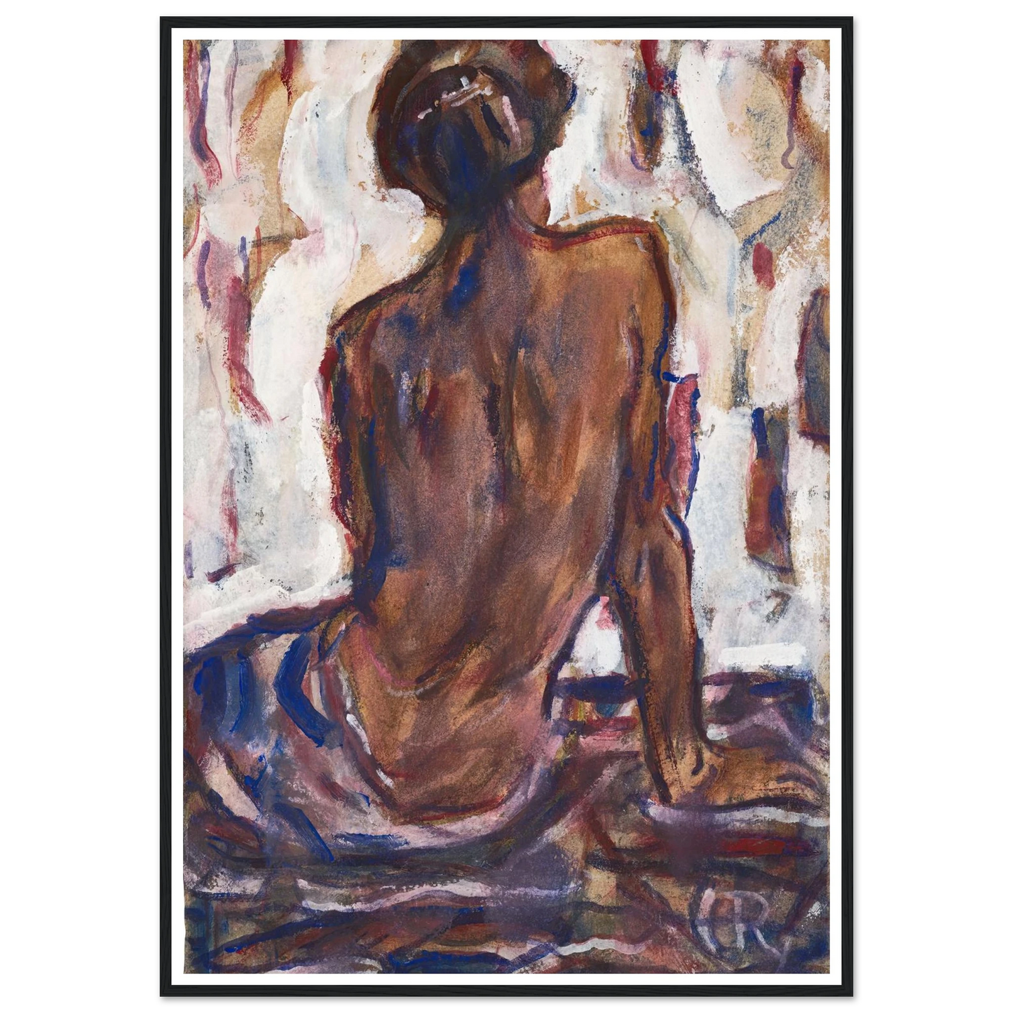 Female nude, seen from behind. Art Print | Christian Rohlfs - Framed Poster - 30x40 cm / 12x16″ - Black frame