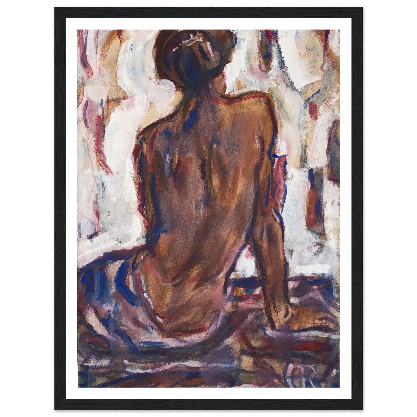 Female nude, seen from behind. Art Print | Christian Rohlfs - Framed Poster - 30x40 cm / 12x16″ - Black frame