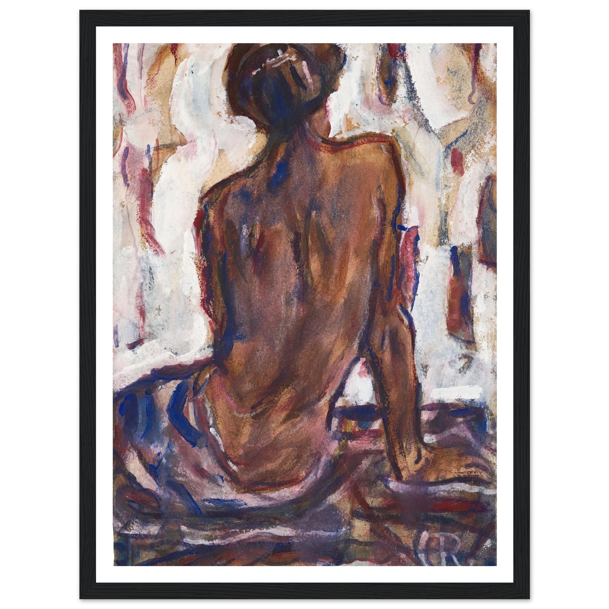 Female nude, seen from behind. Art Print | Christian Rohlfs - Framed Poster - 30x40 cm / 12x16″ - Black frame