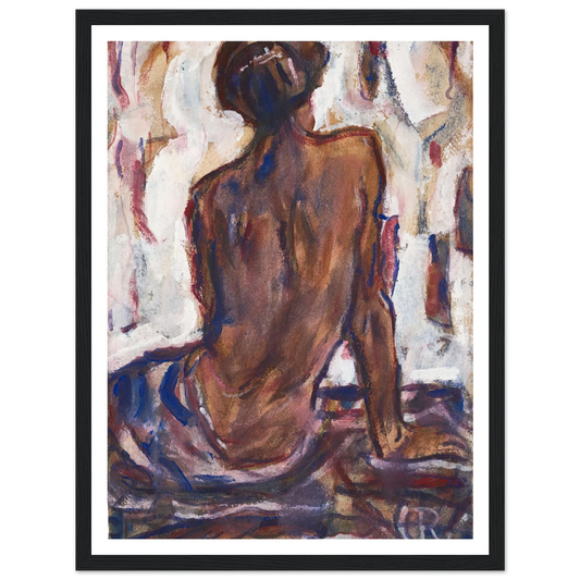 Female nude, seen from behind. Art Print | Christian Rohlfs - Framed Poster - 30x40 cm / 12x16″ - Black frame