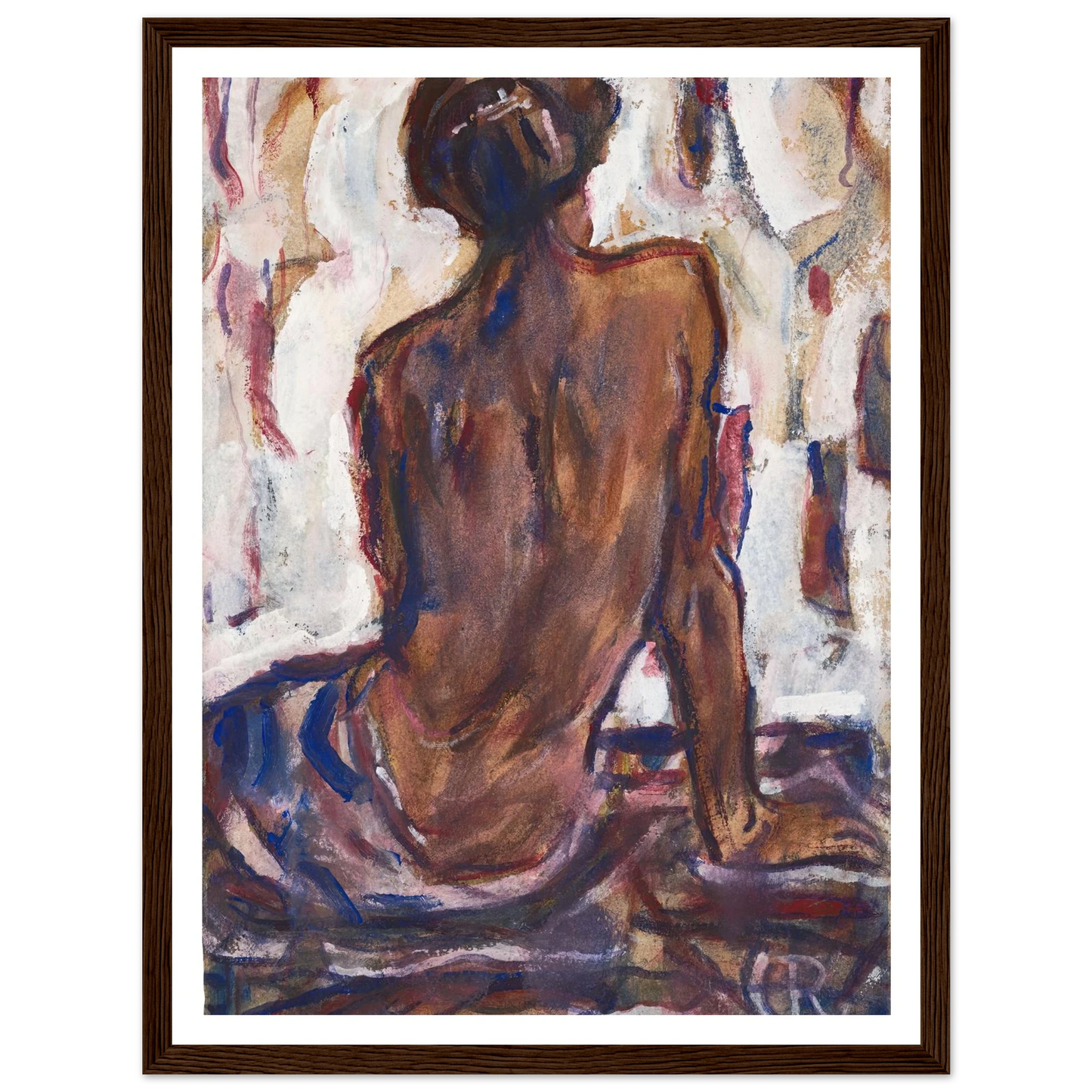 Female nude, seen from behind. Art Print | Christian Rohlfs - Framed Poster - 30x40 cm / 12x16″ - Black frame