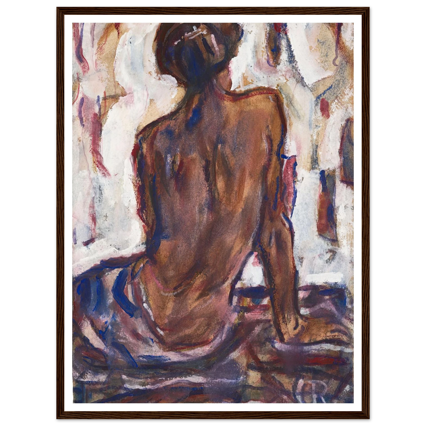 Female nude, seen from behind. Art Print | Christian Rohlfs - Framed Poster - 30x40 cm / 12x16″ - Black frame