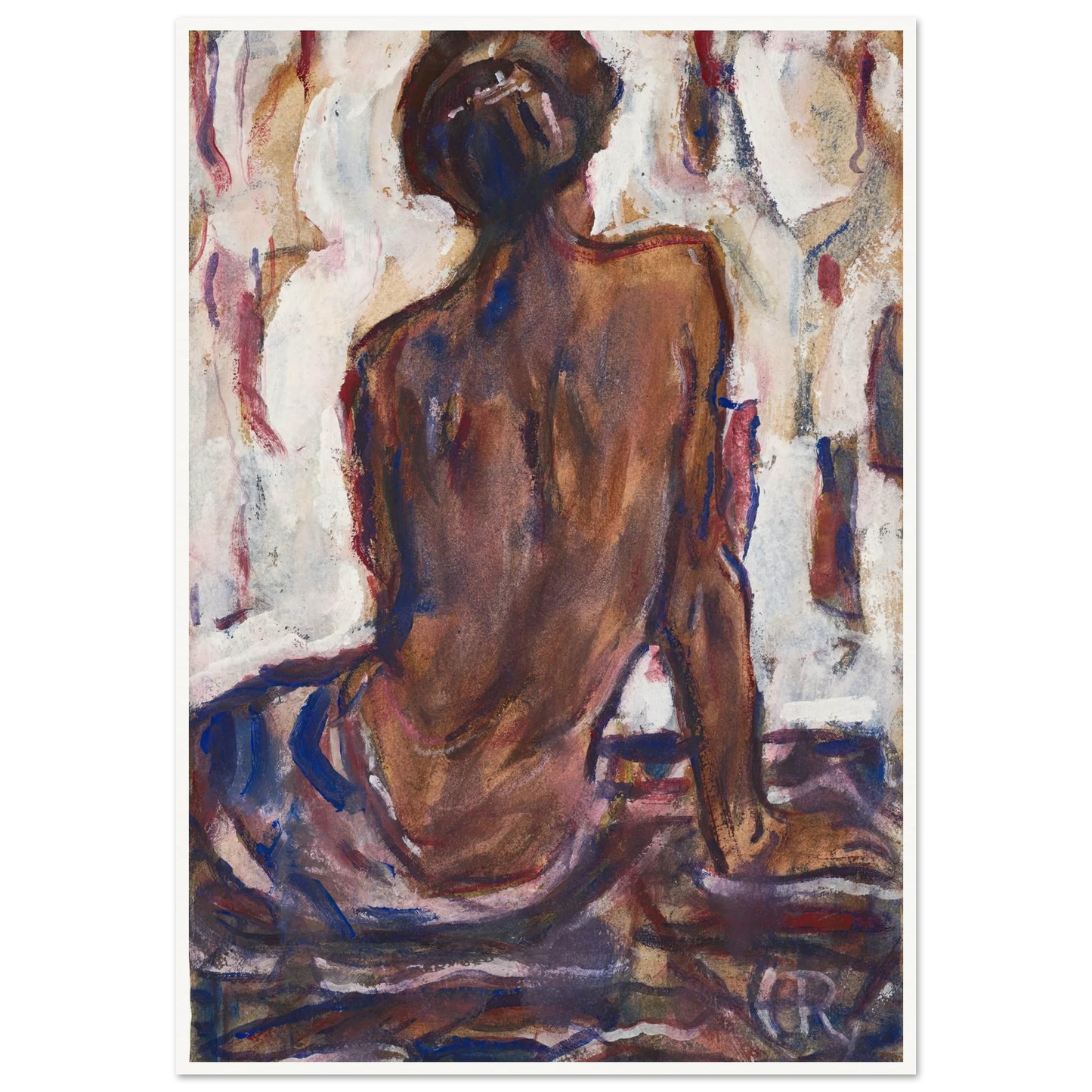 Female nude, seen from behind. Art Print | Christian Rohlfs - Framed Poster - 30x40 cm / 12x16″ - Black frame