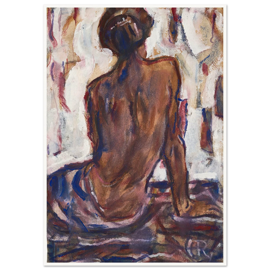 Female nude, seen from behind. Art Print | Christian Rohlfs - Framed Poster - 30x40 cm / 12x16″ - Black frame