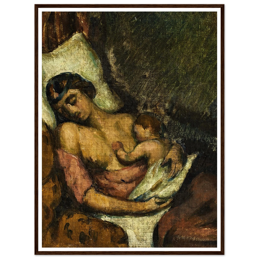 Femme allaitant son enfant (circa 1872) Art Print | Paul Cezanne - Framed Poster - 30x40 cm / 12x16″ - Black frame