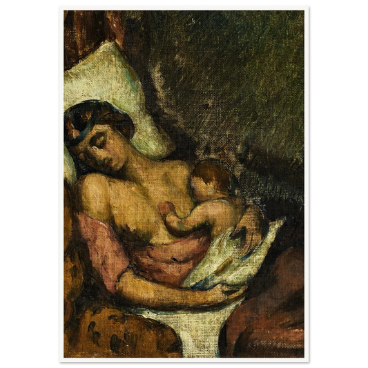 Femme allaitant son enfant (circa 1872) Art Print | Paul Cezanne - Framed Poster - 30x40 cm / 12x16″ - Black frame