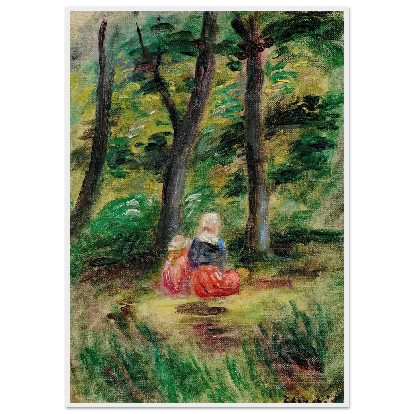 Femme Et Enfant Dans Un Paysage Art Print | Pierre Auguste Renoir - Framed Poster - 30x40 cm / 12x16″ - Black frame