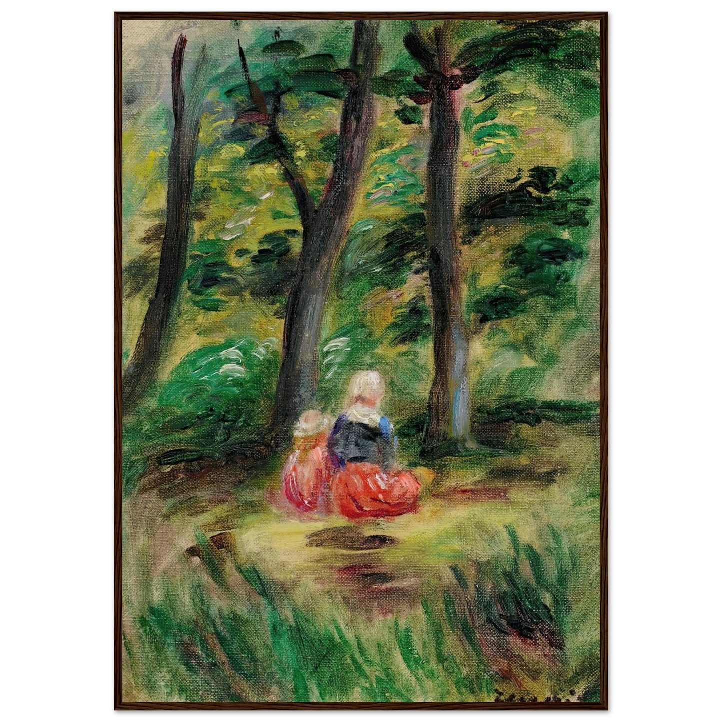 Femme Et Enfant Dans Un Paysage Art Print | Pierre Auguste Renoir - Framed Poster - 30x40 cm / 12x16″ - Black frame
